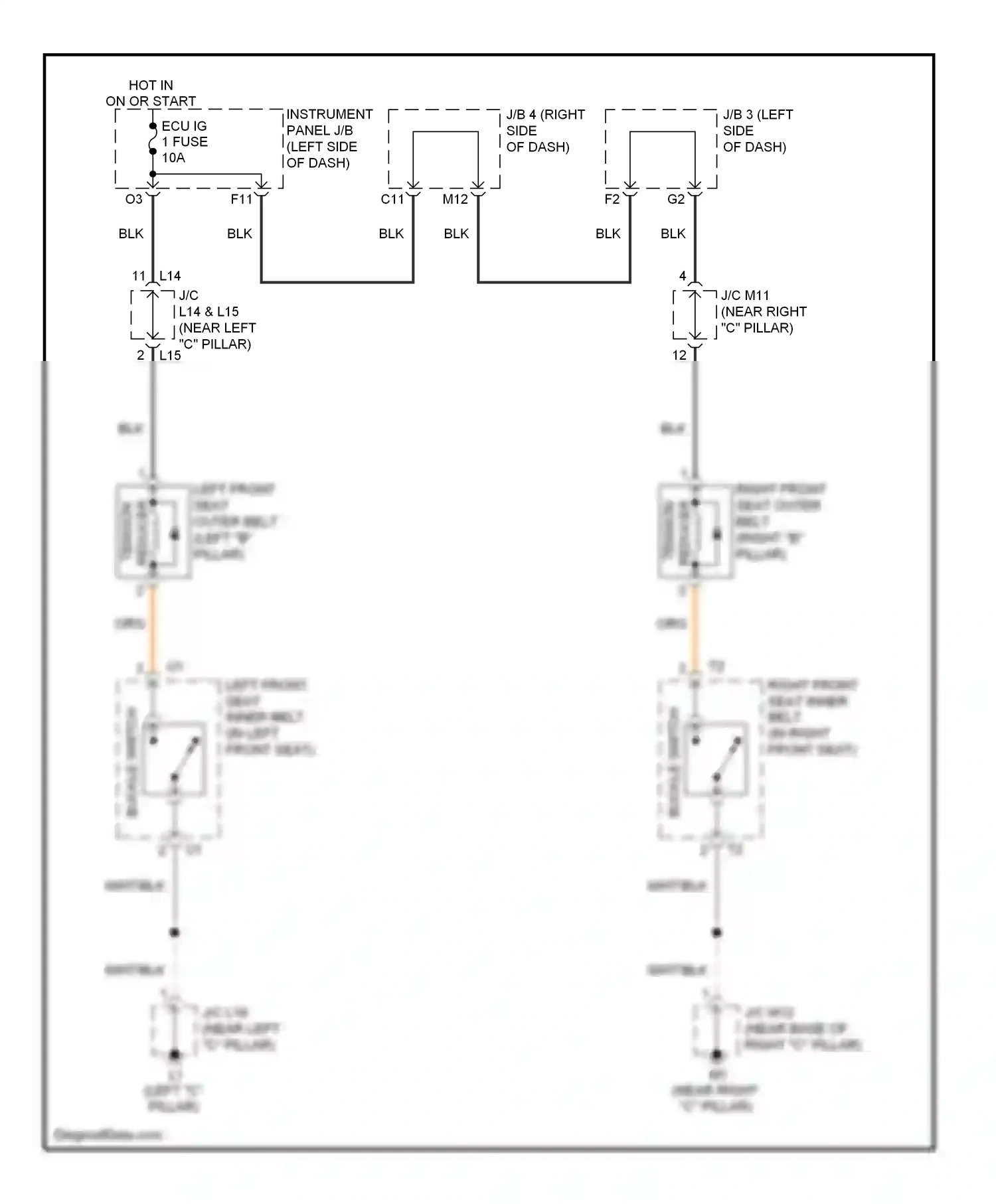 Wiring diagram left "c" pillar) for Lexus ES XV40 (2006-2009) (4 of 5)