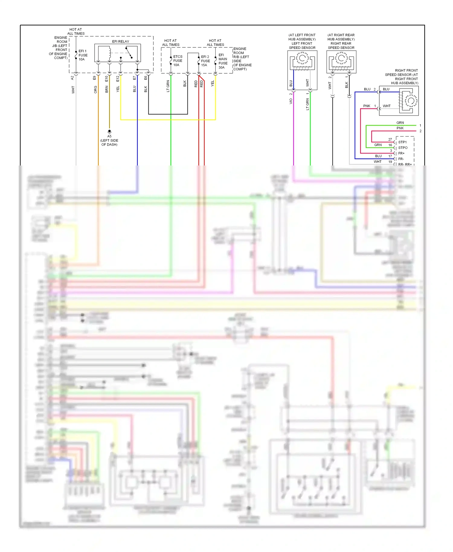 Lexus ES XV40 (2006-2009) right front speed sensor (at right front hub assembly) wiring diagram  (2 of 3)