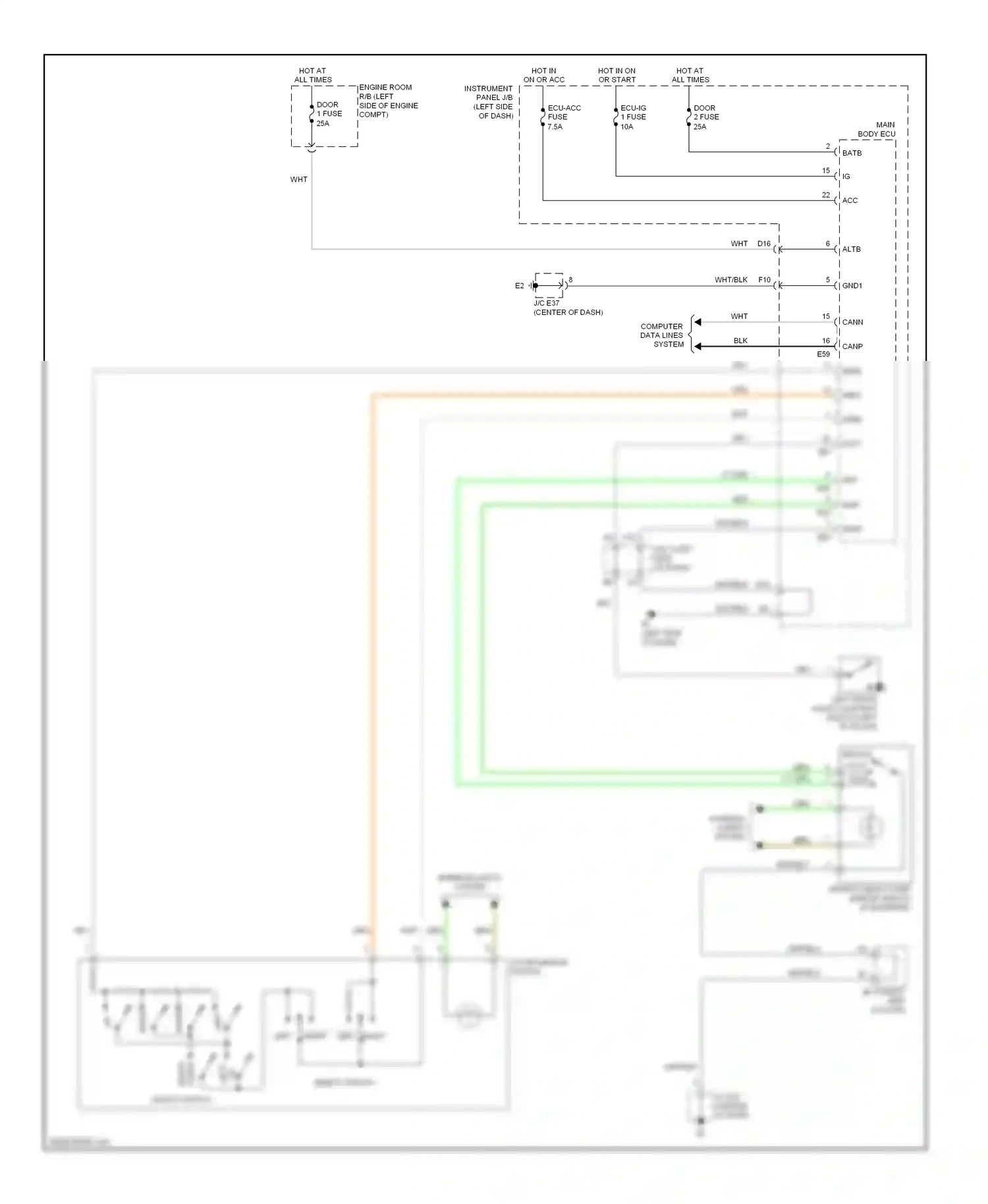 Wiring diagram unfold auto fold for Lexus ES XV40 (2006-2009) (2 of 2)