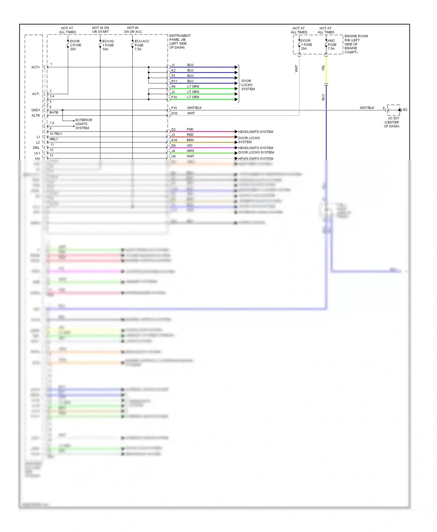 Wiring diagram wiper/washer system for Lexus ES XV40 (2006-2009) (1 of 2)