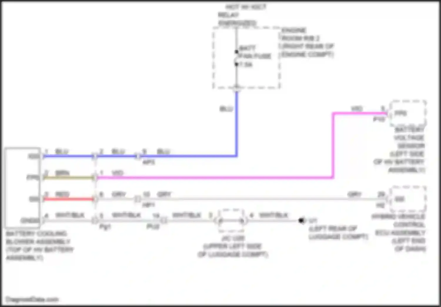 ES Lexus XV60 facelift (2015-2018): Battery cooling fan circuit