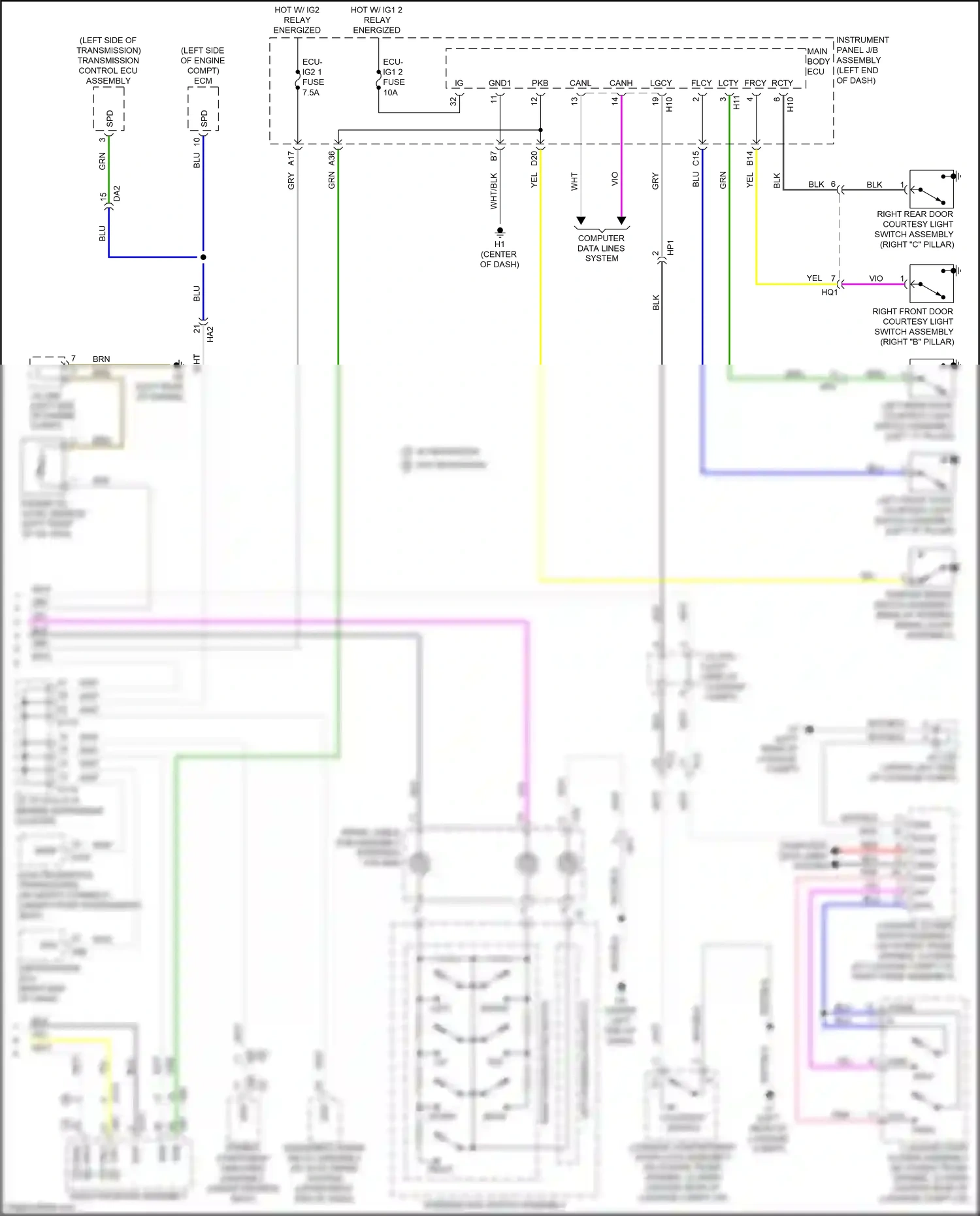 Wiring diagram blk for Lexus ES XV60 facelift (2015-2018) (111 of 154)