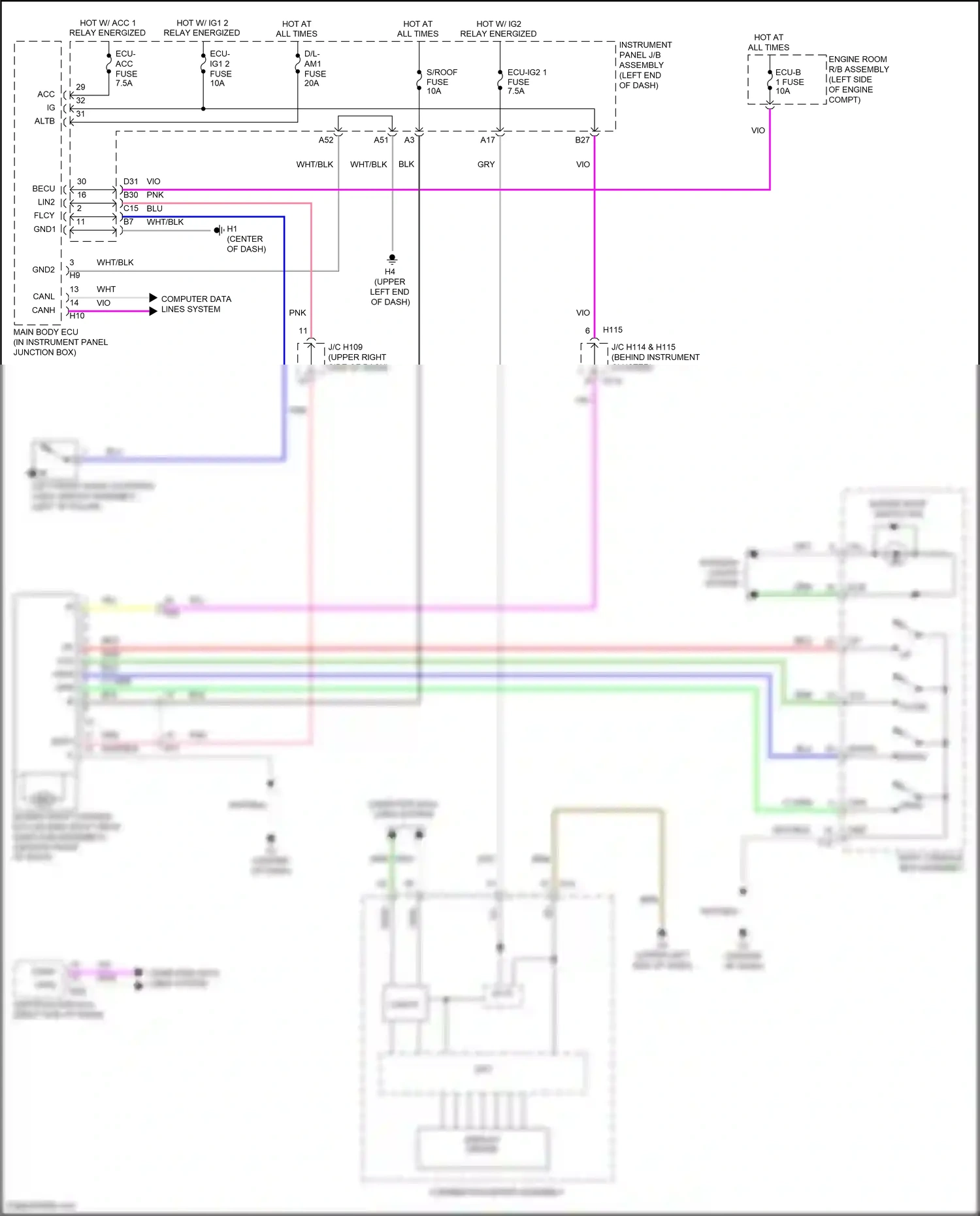 Wiring diagram brn for Lexus ES XV60 facelift (2015-2018) (5 of 83)