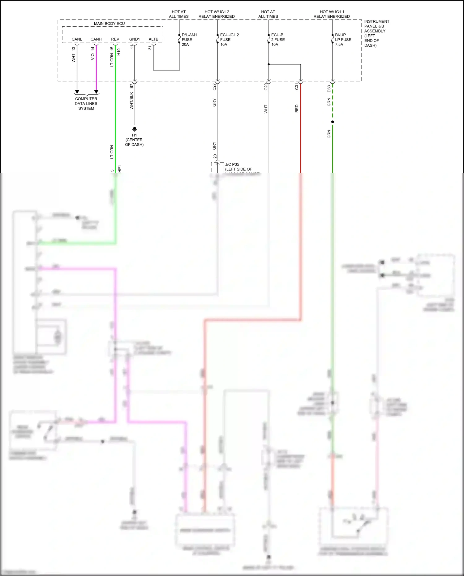 Wiring diagram computer data lines system for Lexus ES XV60 facelift (2015-2018) (60 of 107)