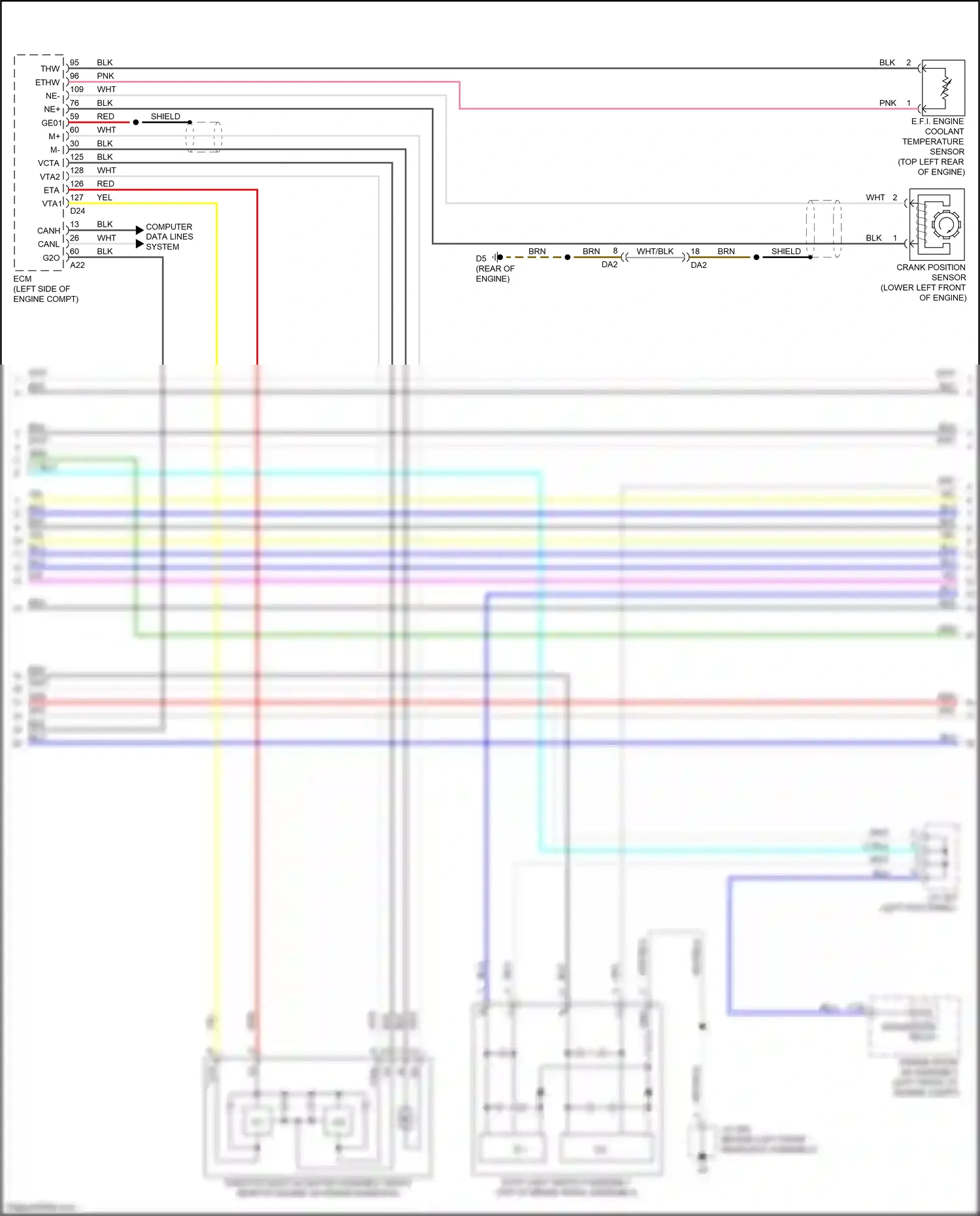 Wiring diagram e.f.i. engine coolant temperature sensor for Lexus ES XV60 facelift (2015-2018) (4 of 5)