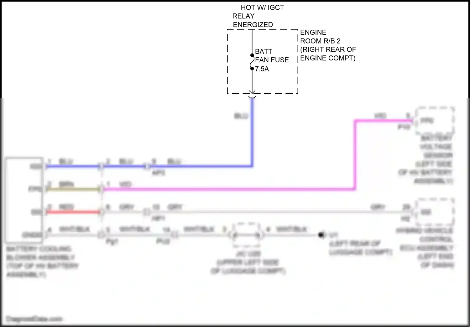 Wiring diagram engine room r/b 2 for Lexus ES XV60 facelift (2015-2018) (1 of 3)