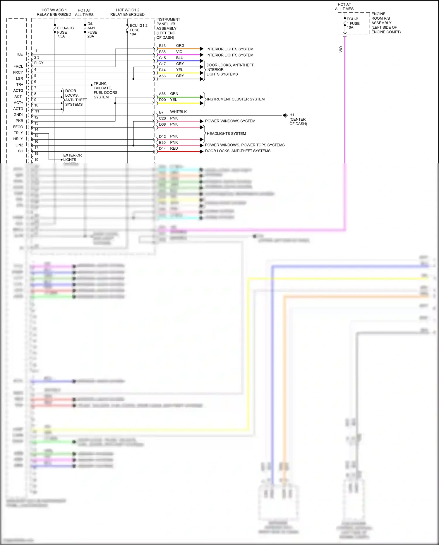 Wiring diagram engine room r/b assembly for Lexus ES XV60 facelift (2015-2018) (21 of 65)