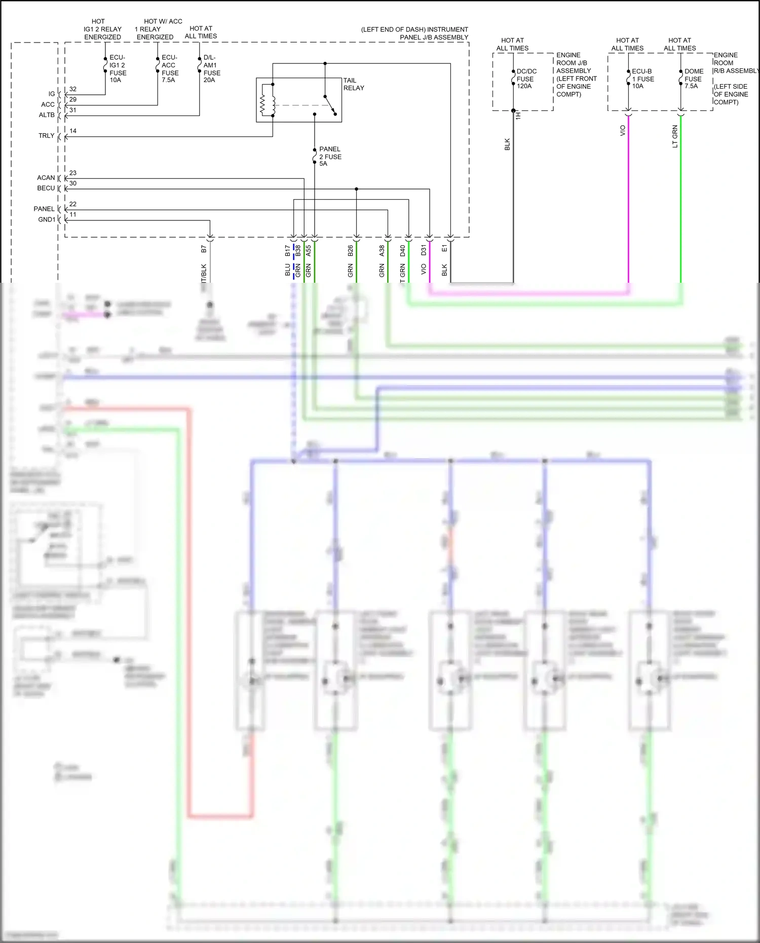 Wiring diagram engine room r/b assembly for Lexus ES XV60 facelift (2015-2018) (15 of 65)