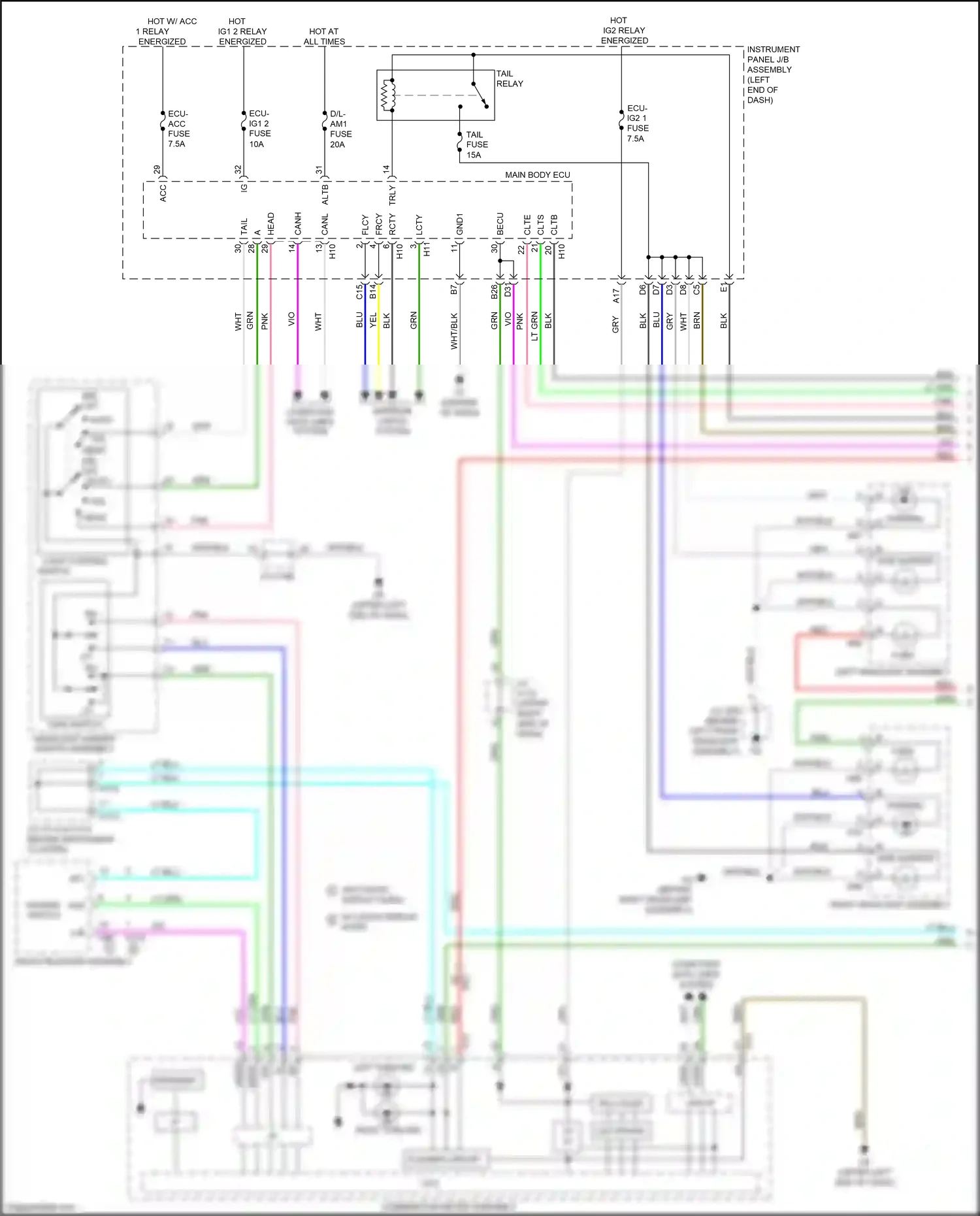 Wiring diagram flasher circuit for Lexus ES XV60 facelift (2015-2018) (1 of 2)
