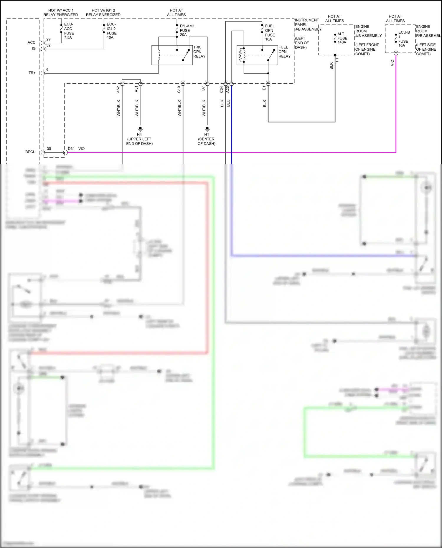 Wiring diagram instrument panel j/b assembly for Lexus ES XV60 facelift (2015-2018) (8 of 91)