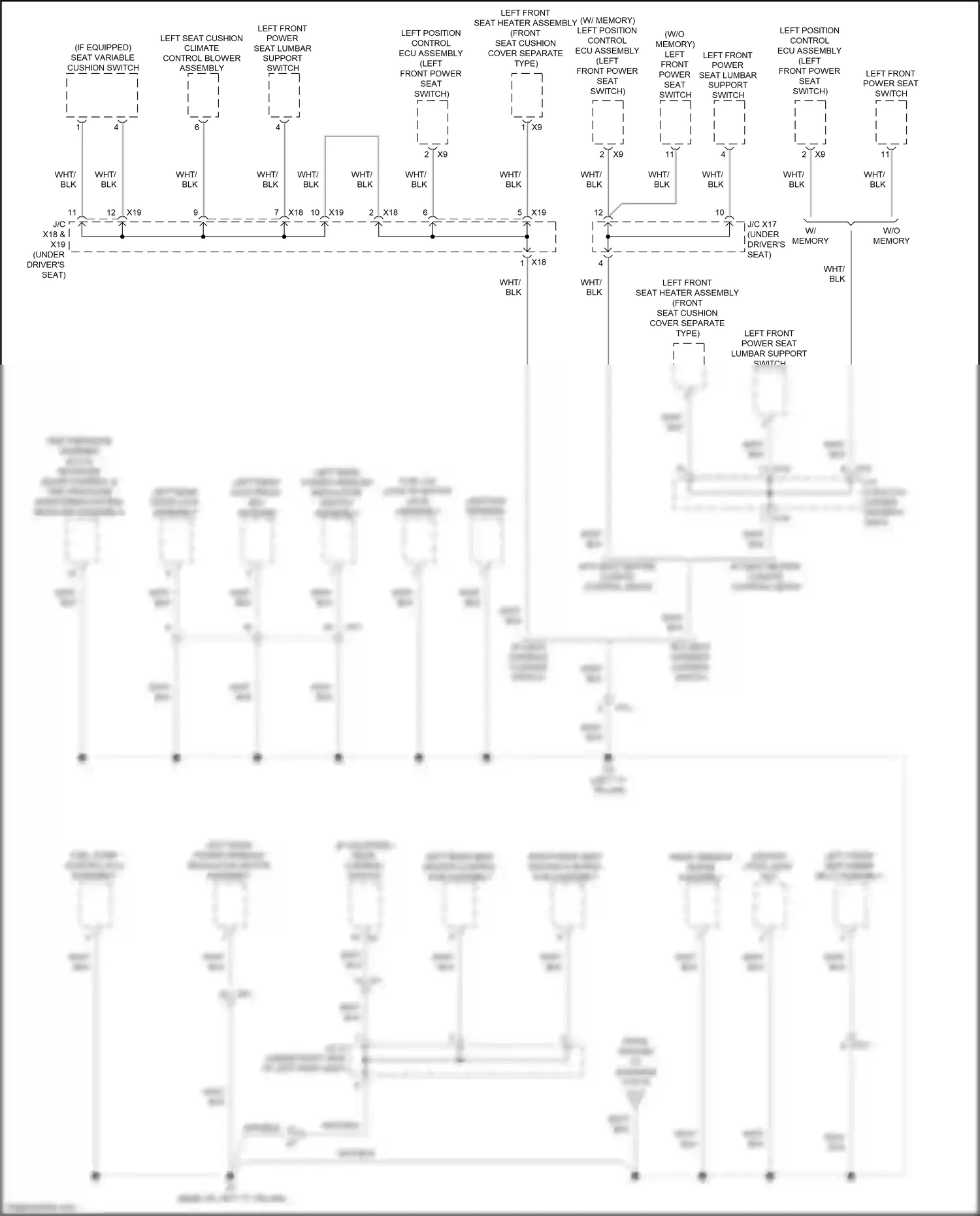 Wiring diagram left front power seat lumbar support switch for Lexus ES XV60 facelift (2015-2018) (4 of 4)