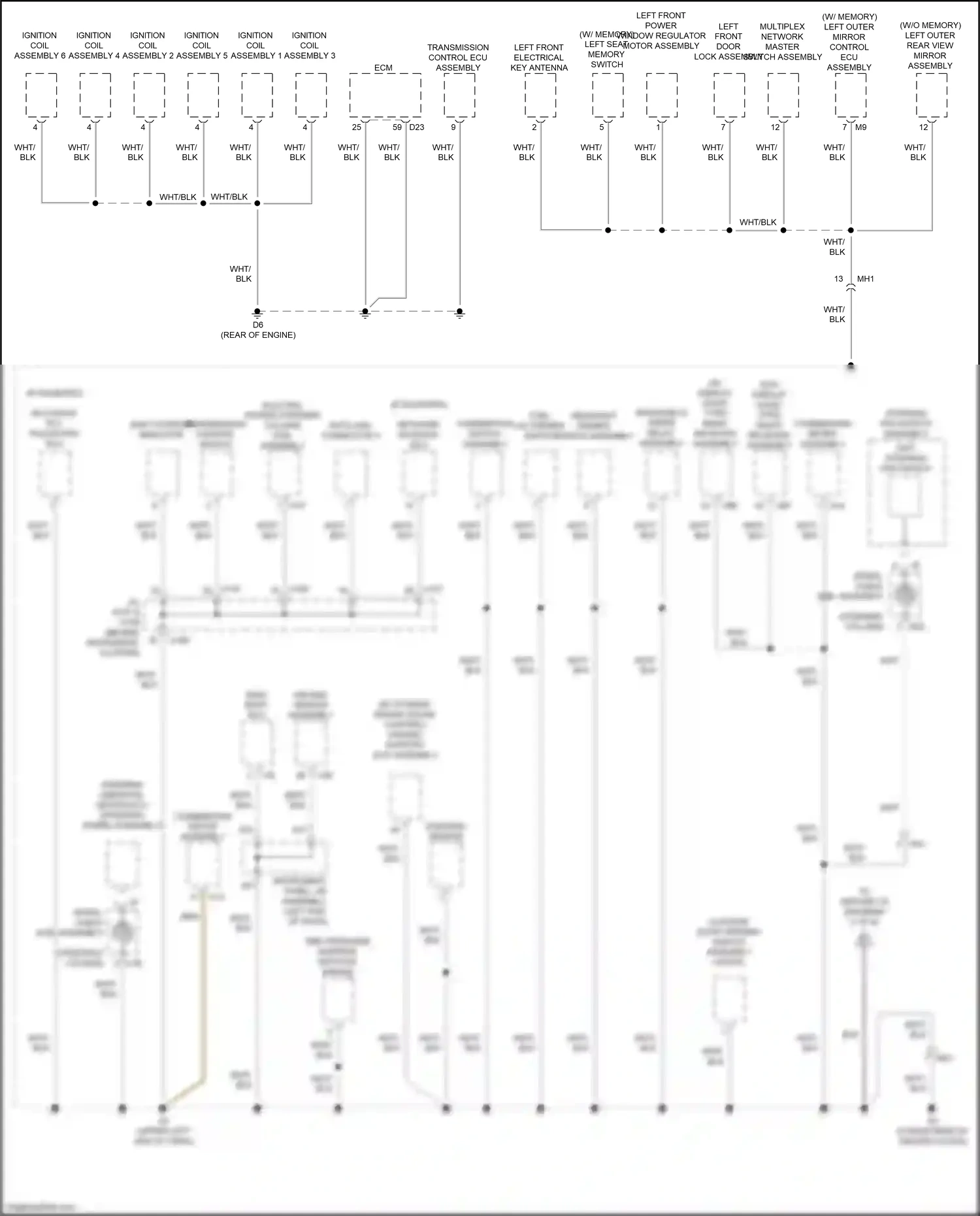 Wiring diagram left outer rear view mirror assembly for Lexus ES XV60 facelift (2015-2018) (6 of 10)