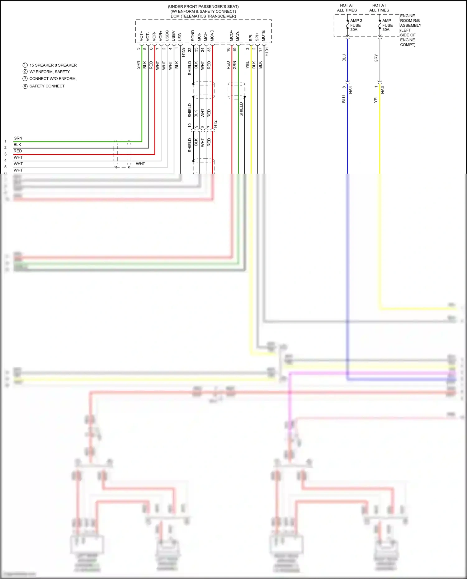 Wiring diagram left rear speaker assembly 2 for Lexus ES XV60 facelift (2015-2018) (2 of 4)