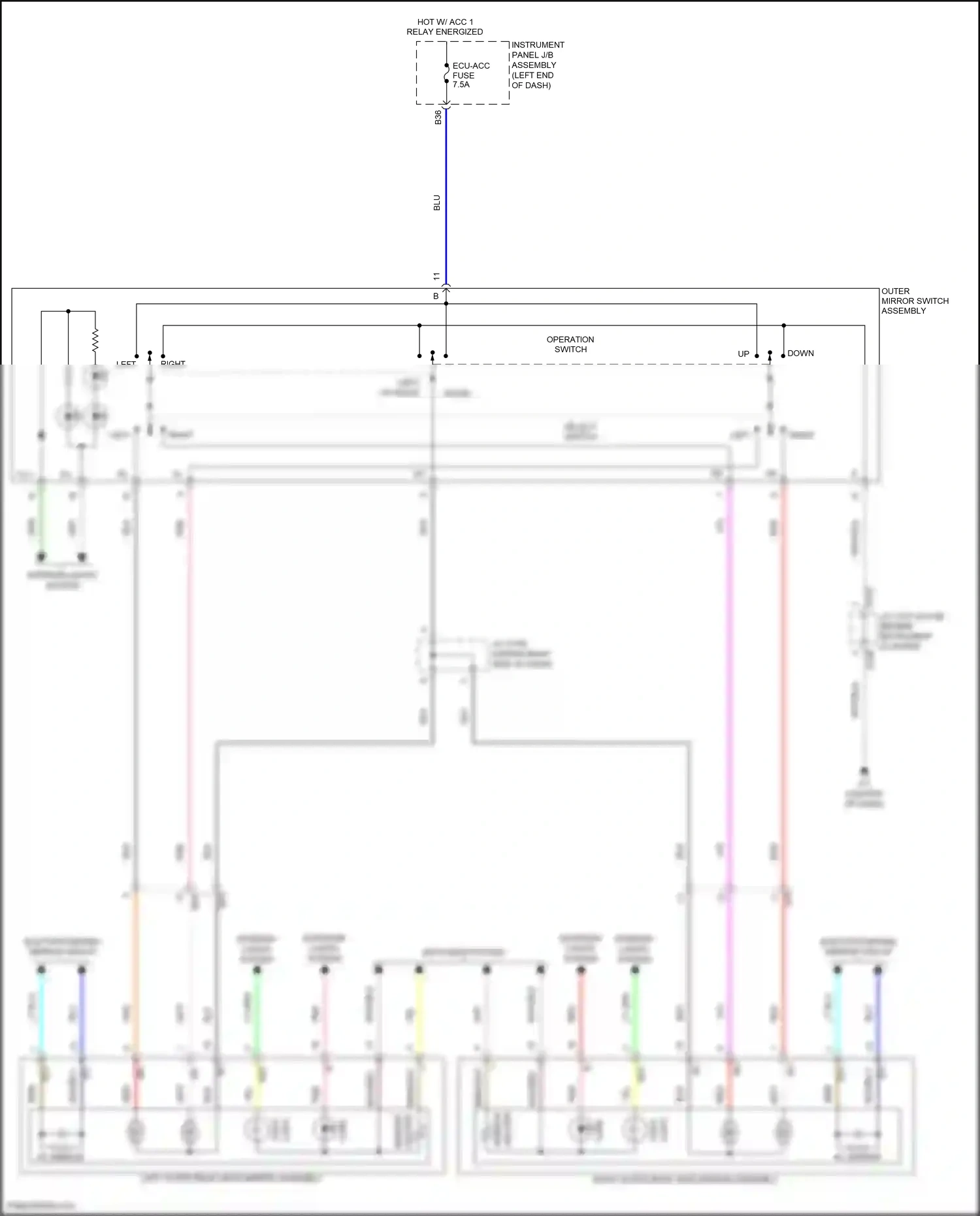 Wiring diagram outer mirror switch assembly for Lexus ES XV60 facelift (2015-2018) (4 of 4)