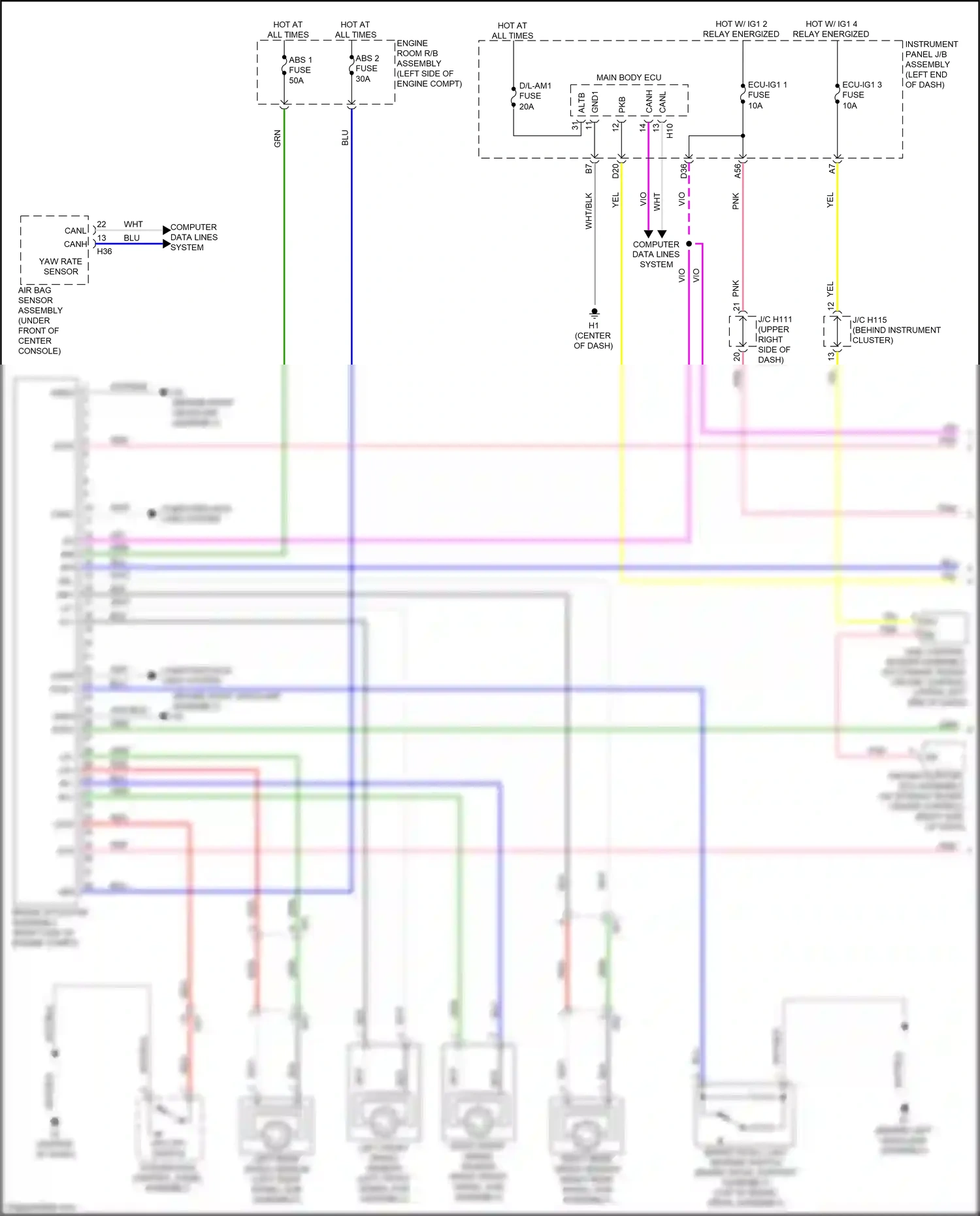 Wiring diagram rf+ for Lexus ES XV60 facelift (2015-2018) (1 of 5)