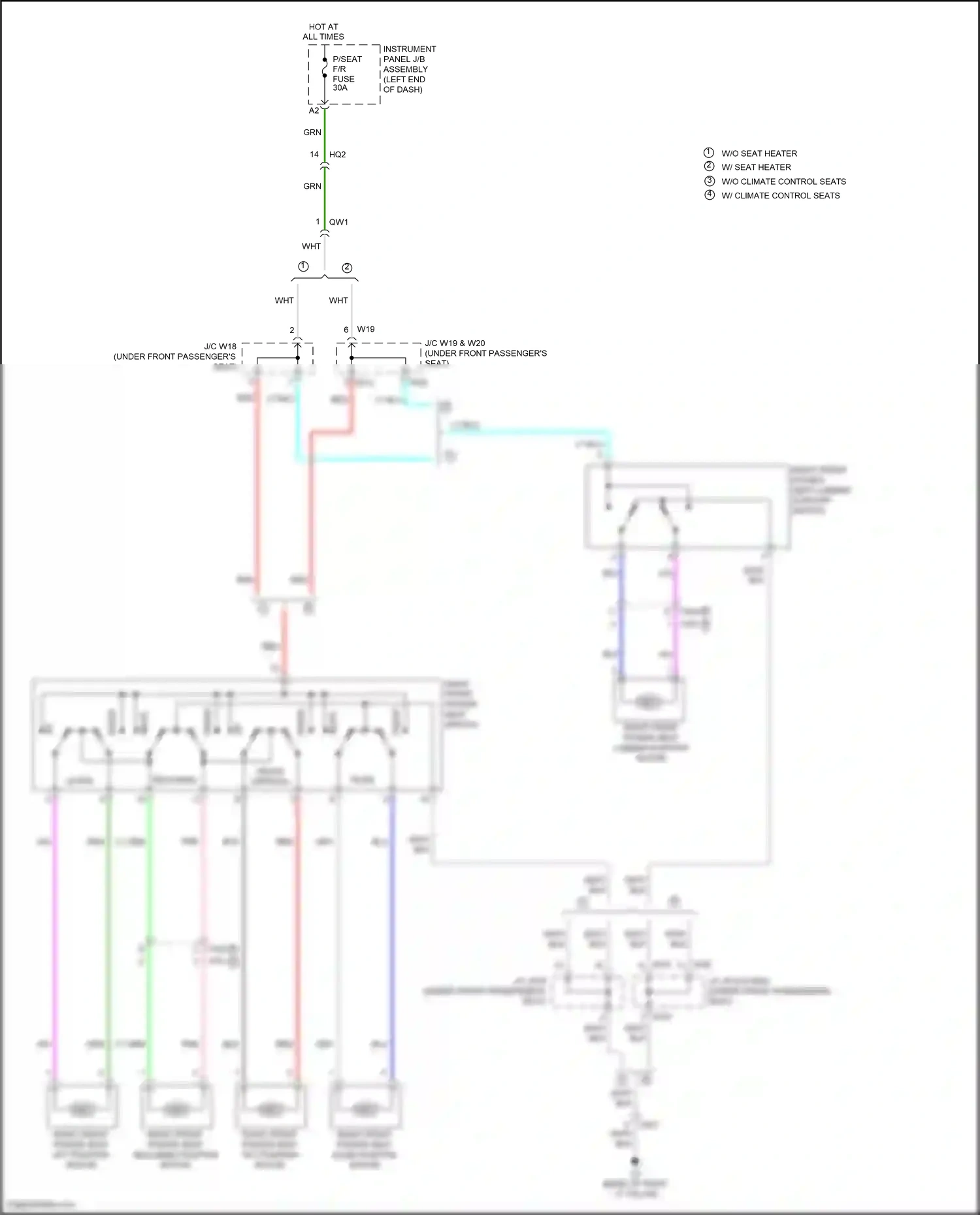 Wiring diagram right front power seat switch for Lexus ES XV60 facelift (2015-2018) (2 of 2)