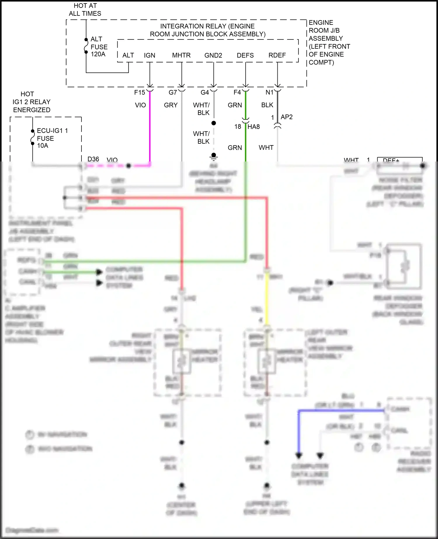 Wiring diagram right outer rear view mirror assembly for Lexus ES XV60 facelift (2015-2018) (10 of 10)