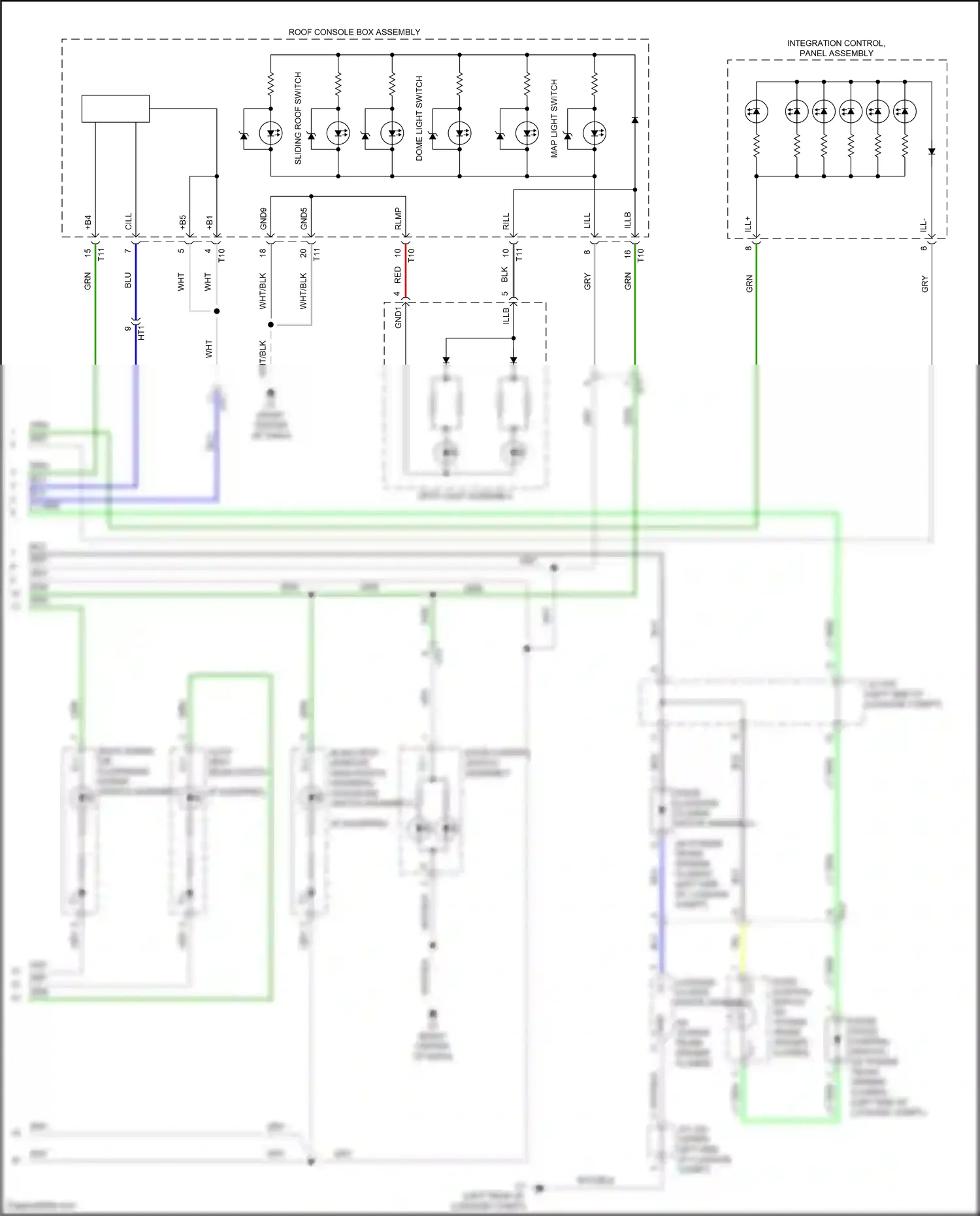Wiring diagram spot light assembly for Lexus ES XV60 facelift (2015-2018) (2 of 3)