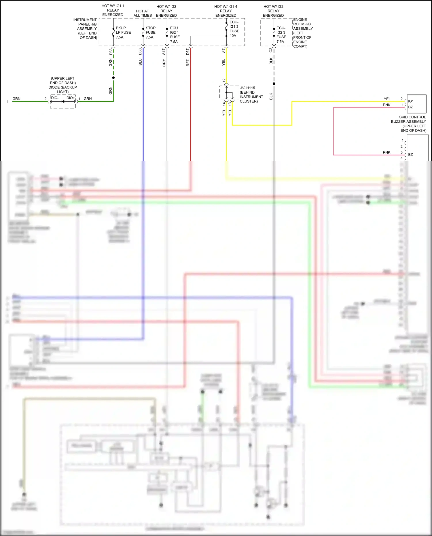 Wiring diagram stop light switch assembly for Lexus ES XV60 facelift (2015-2018) (2 of 7)