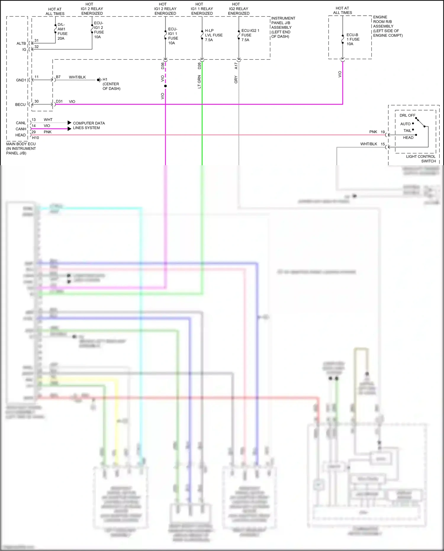 Wiring diagram w/ adaptive front lighting system for Lexus ES XV60 facelift (2015-2018) (2 of 2)