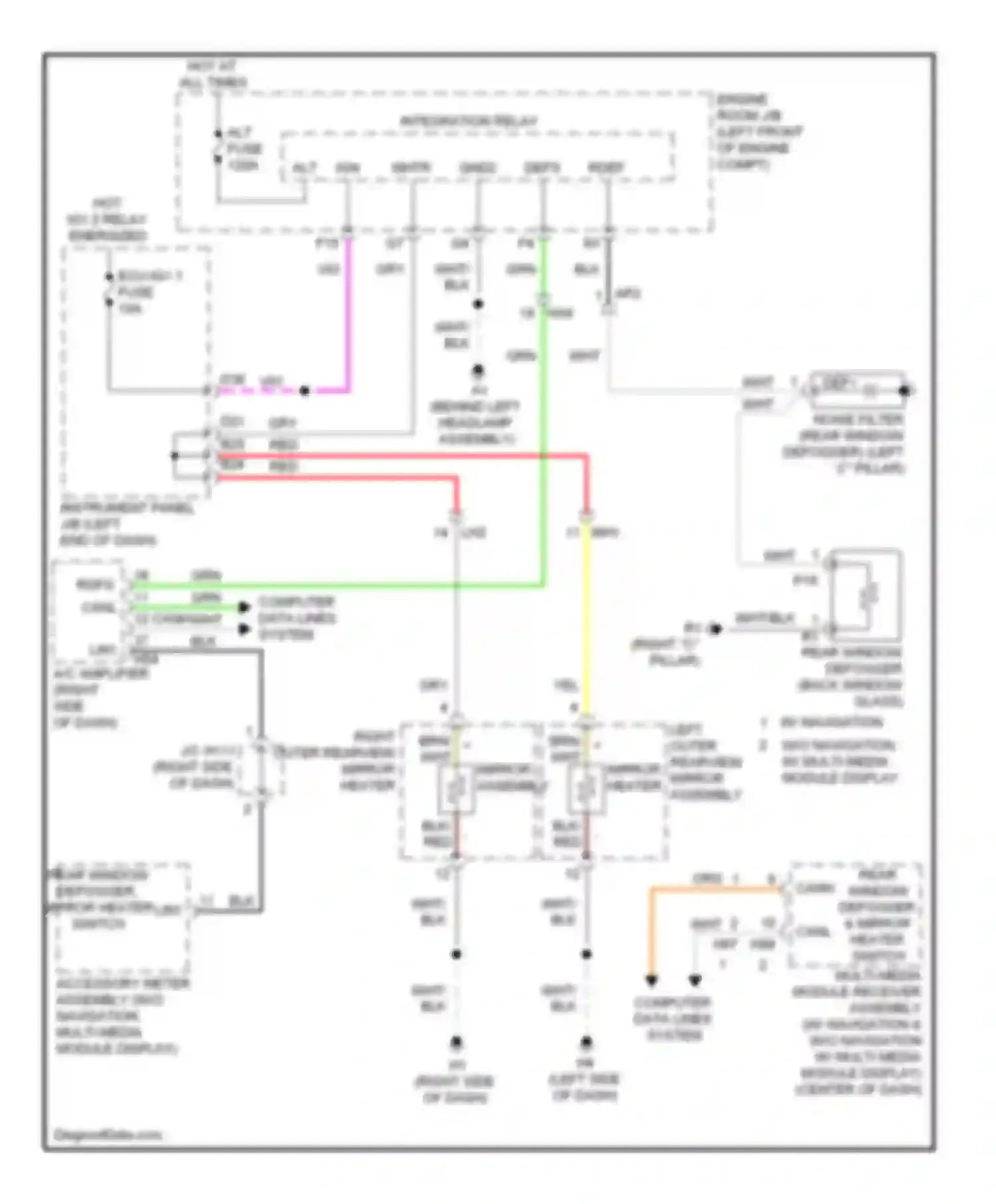 ES Lexus XV60 (2012-2015): Rear defogger & heated mirrors circuit, without memory