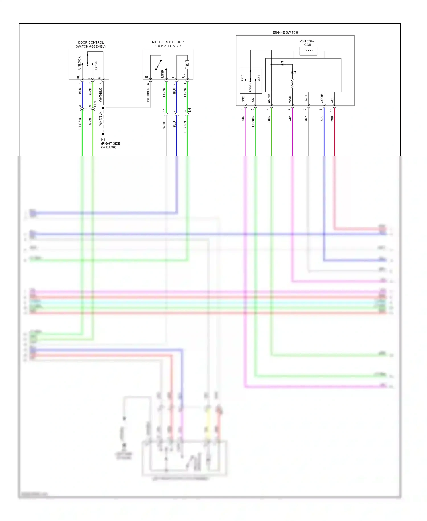 Wiring diagram left front door lock assembly for Lexus ES XV60 (2012-2015) (1 of 3)