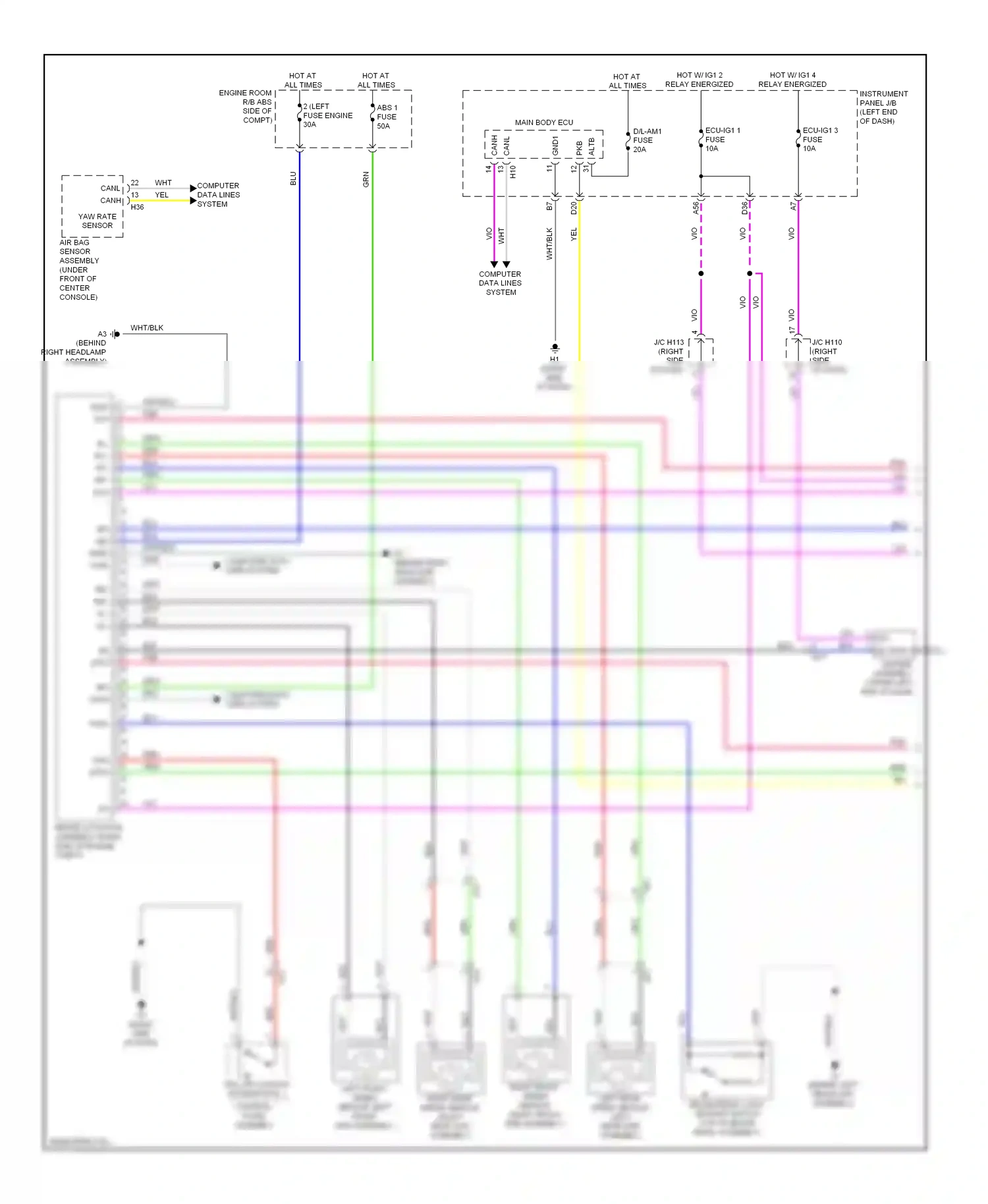 Lexus ES XV60 (2012-2015) left front speed sensor (left front hub assembly) wiring diagram  (1 of 3)