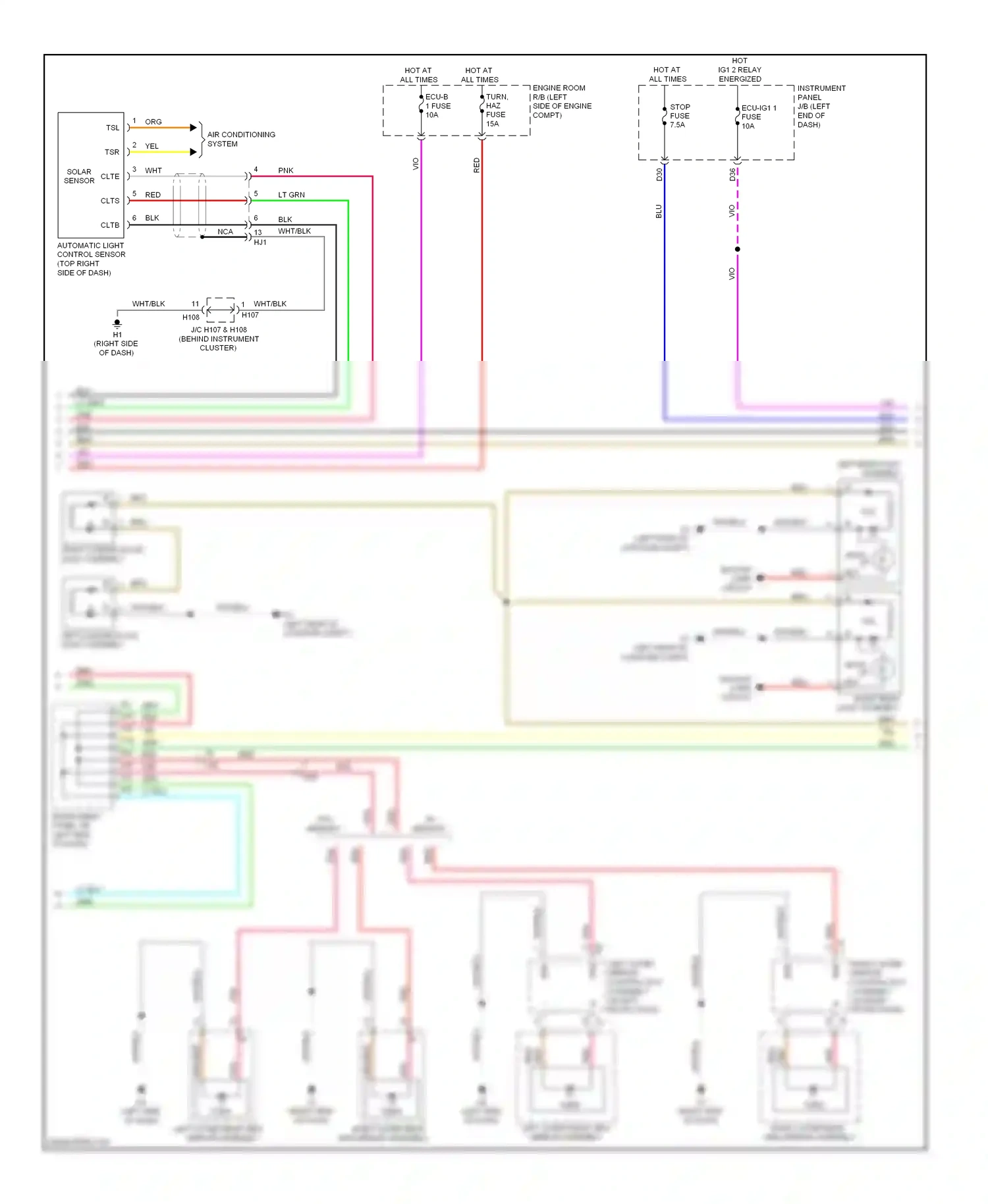 Wiring diagram left outer rear view for Lexus ES XV60 (2012-2015) (1 of 1)