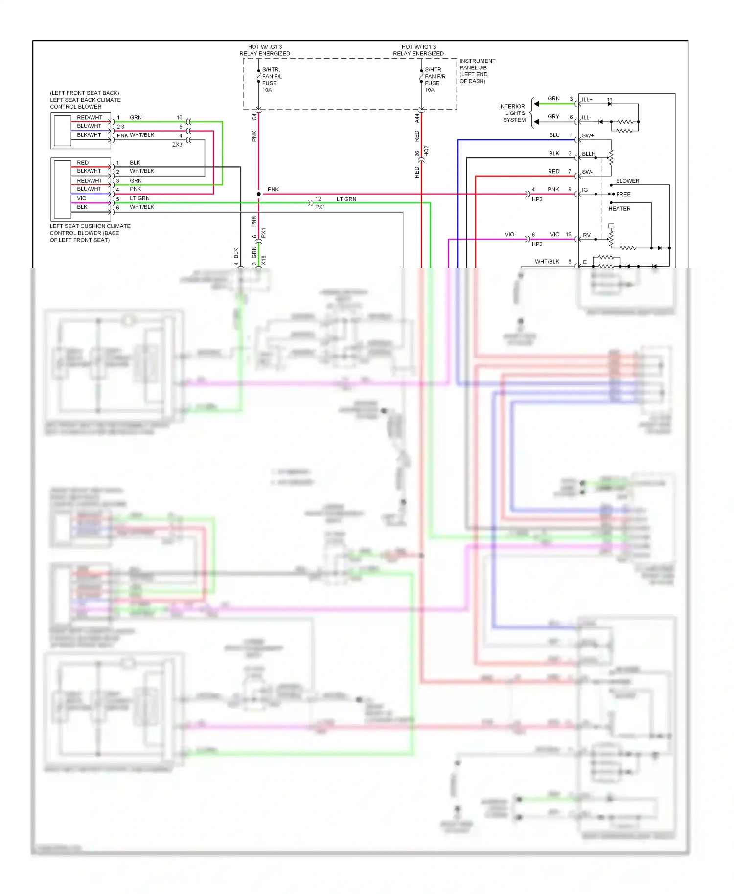 Wiring diagram left refreshing seat switch for Lexus ES XV60 (2012-2015) (1 of 4)