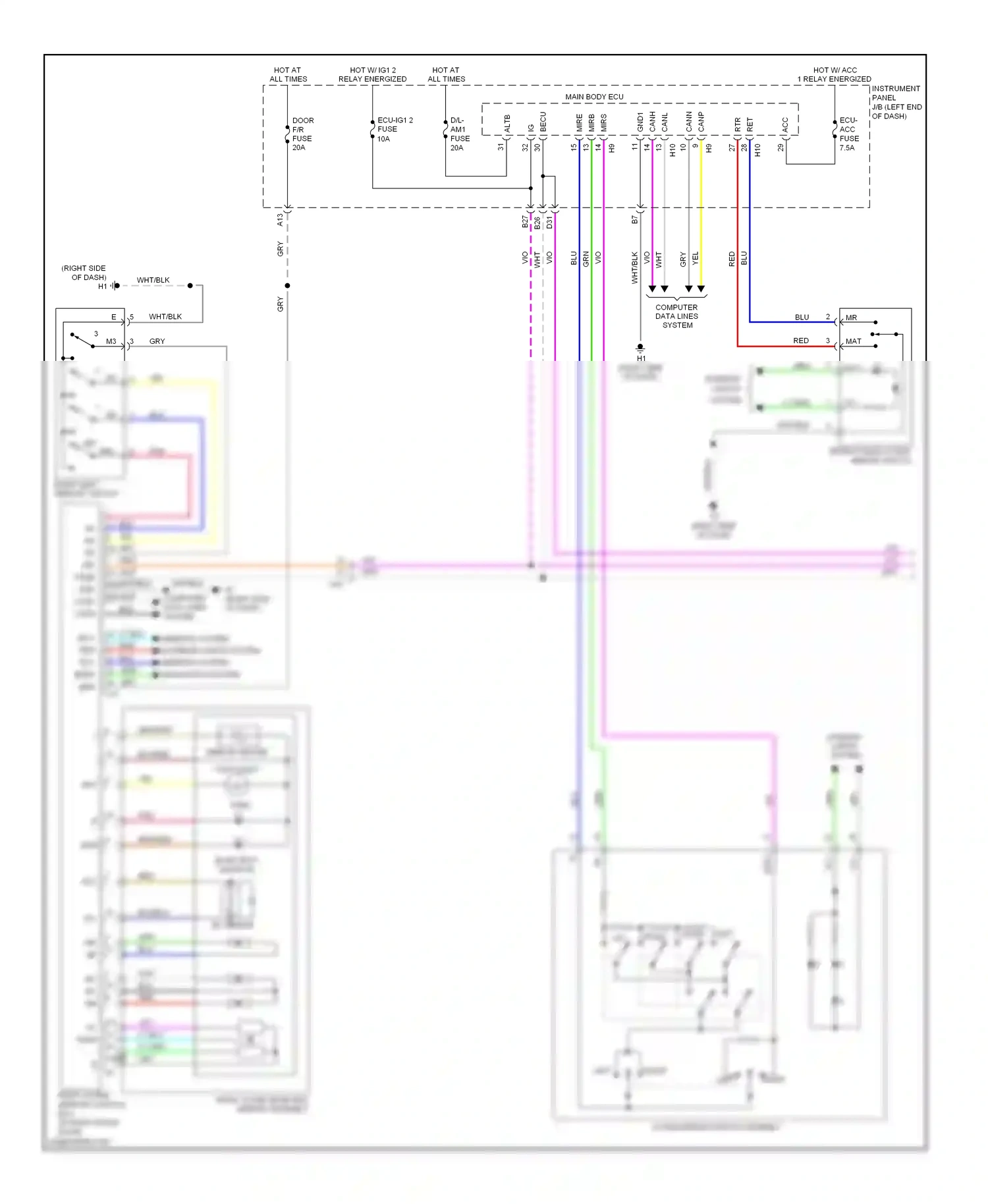 Wiring diagram left right for Lexus ES XV60 (2012-2015) (1 of 1)