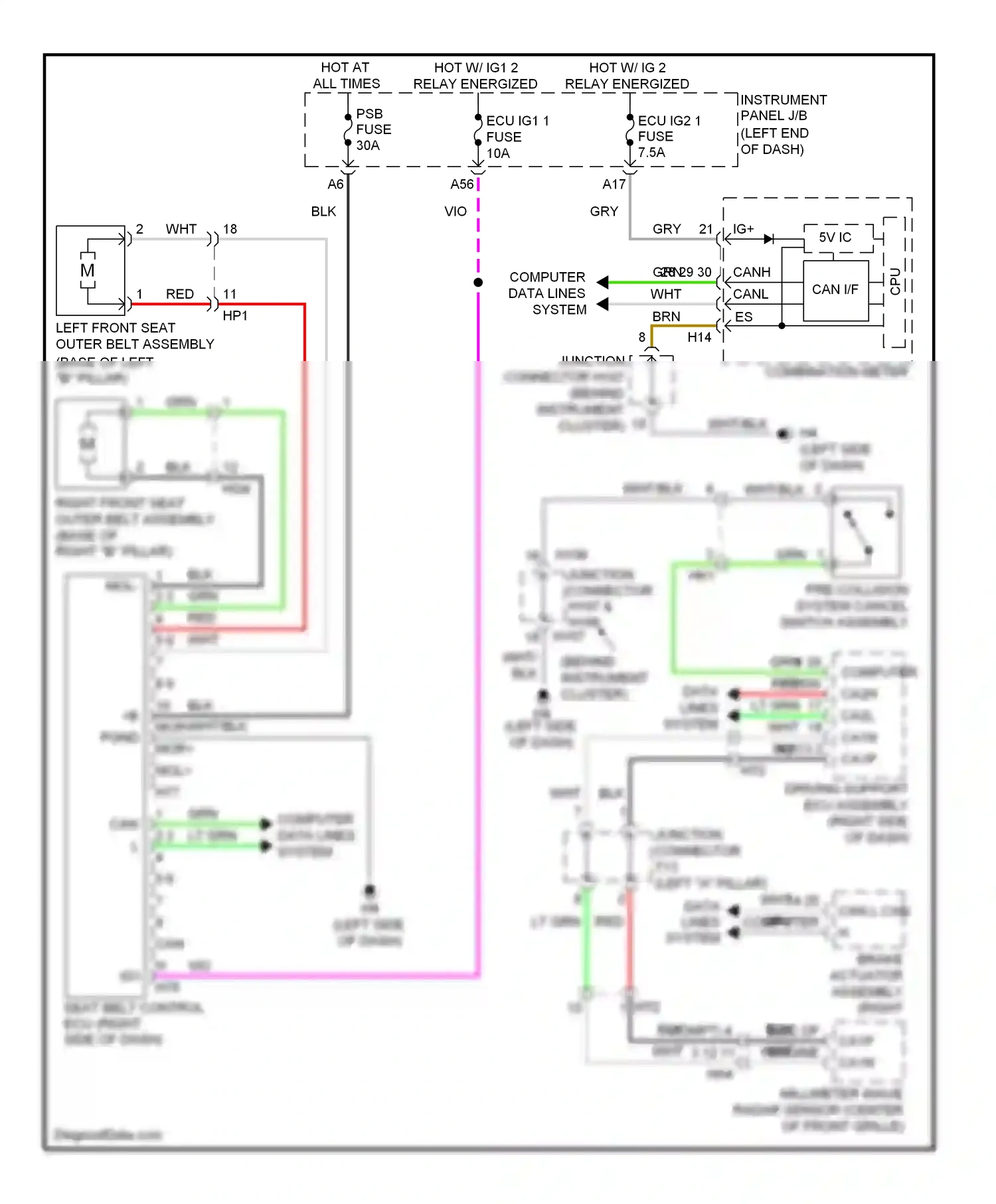 Wiring diagram pre-collision system cancel switch assembly for Lexus ES XV60 (2012-2015) (1 of 1)