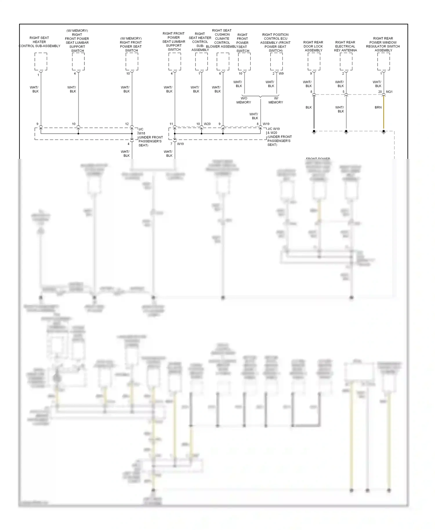 Wiring diagram right front power seat lumbar support switch for Lexus ES XV60 (2012-2015) (1 of 3)