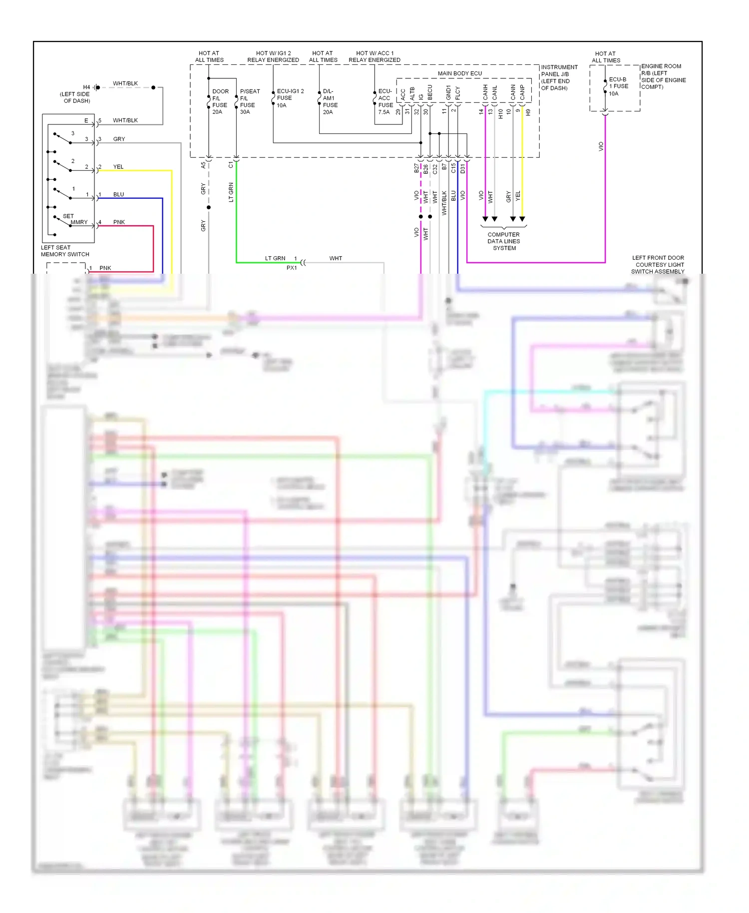 Wiring diagram seat variable cushion switch for Lexus ES XV60 (2012-2015) (1 of 2)