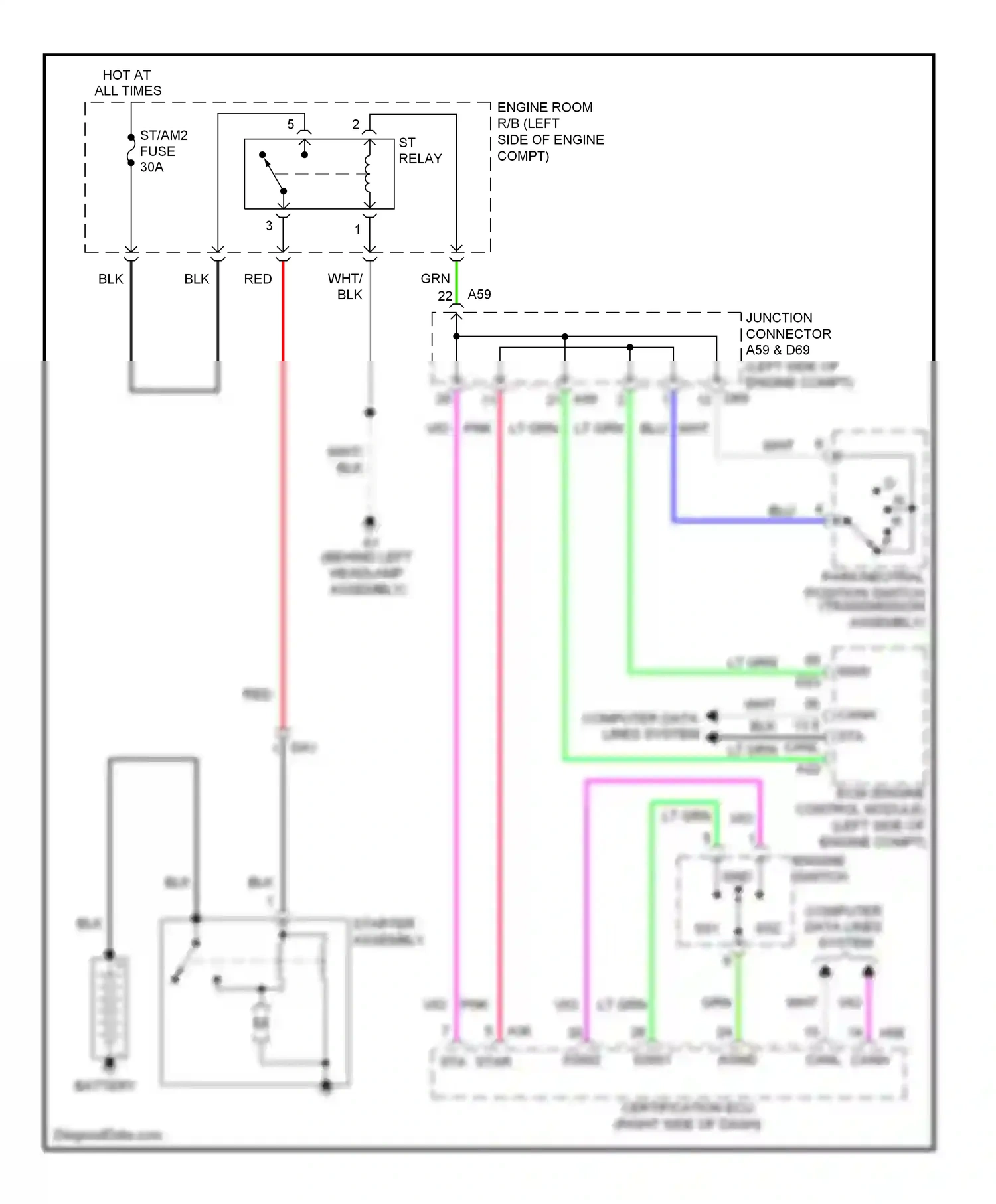 Wiring diagram starter assembly for Lexus ES XV60 (2012-2015) (2 of 2)