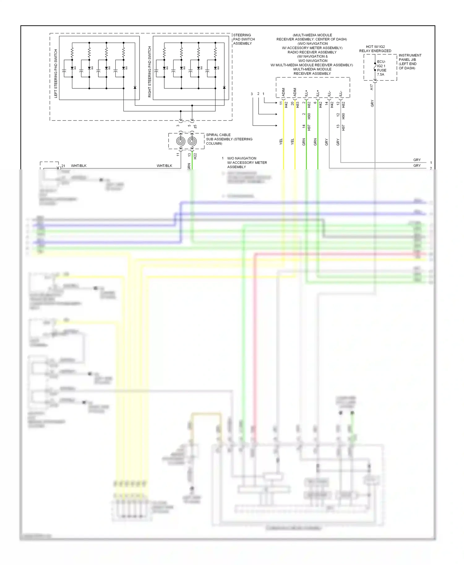 Wiring diagram steering pad switch assembly for Lexus ES XV60 (2012-2015) (5 of 7)