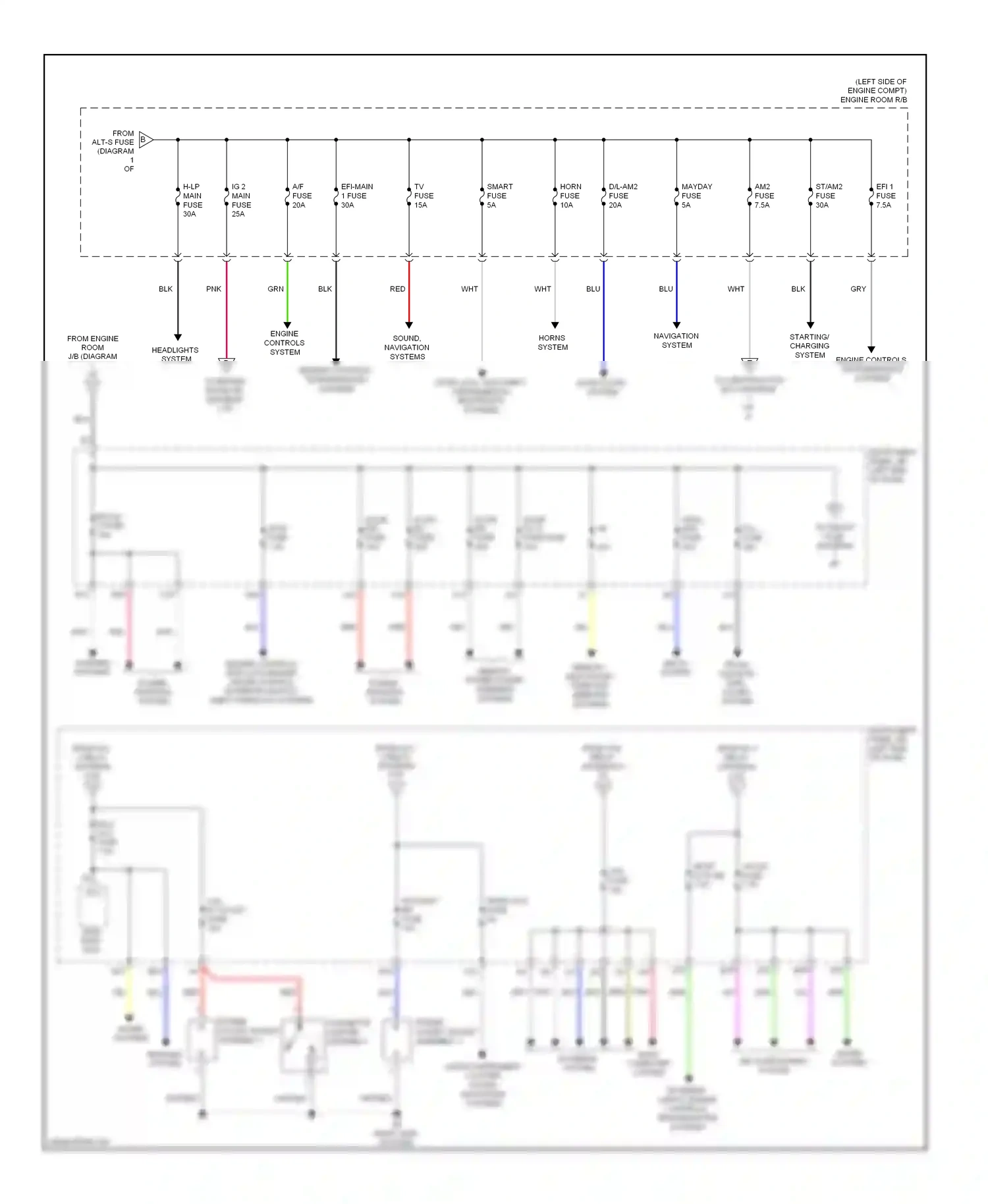 Wiring diagram tail fuse for Lexus ES XV60 (2012-2015) (4 of 4)