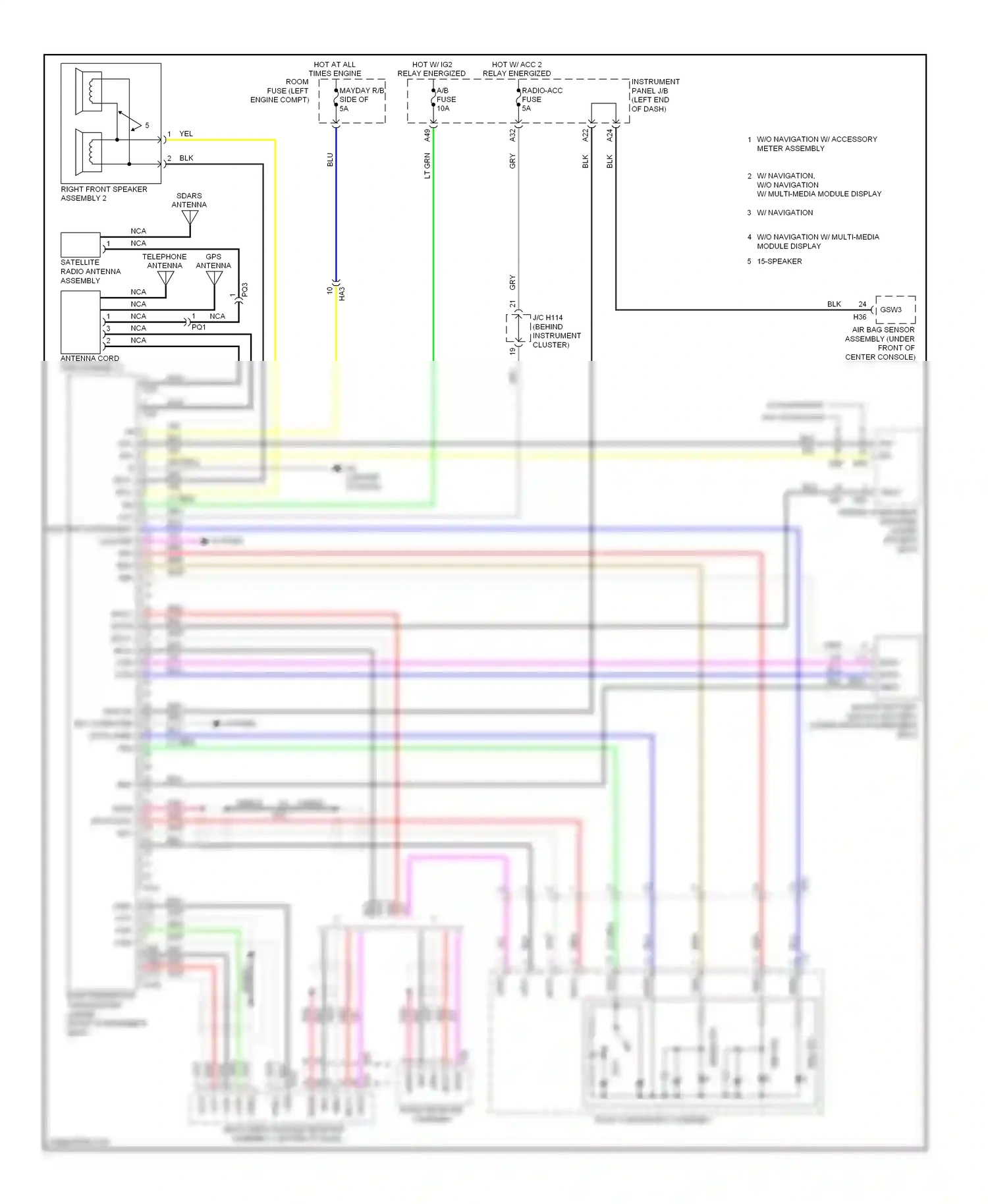 Wiring diagram w/o navigation w/ multi-media module display for Lexus ES XV60 (2012-2015) (5 of 5)