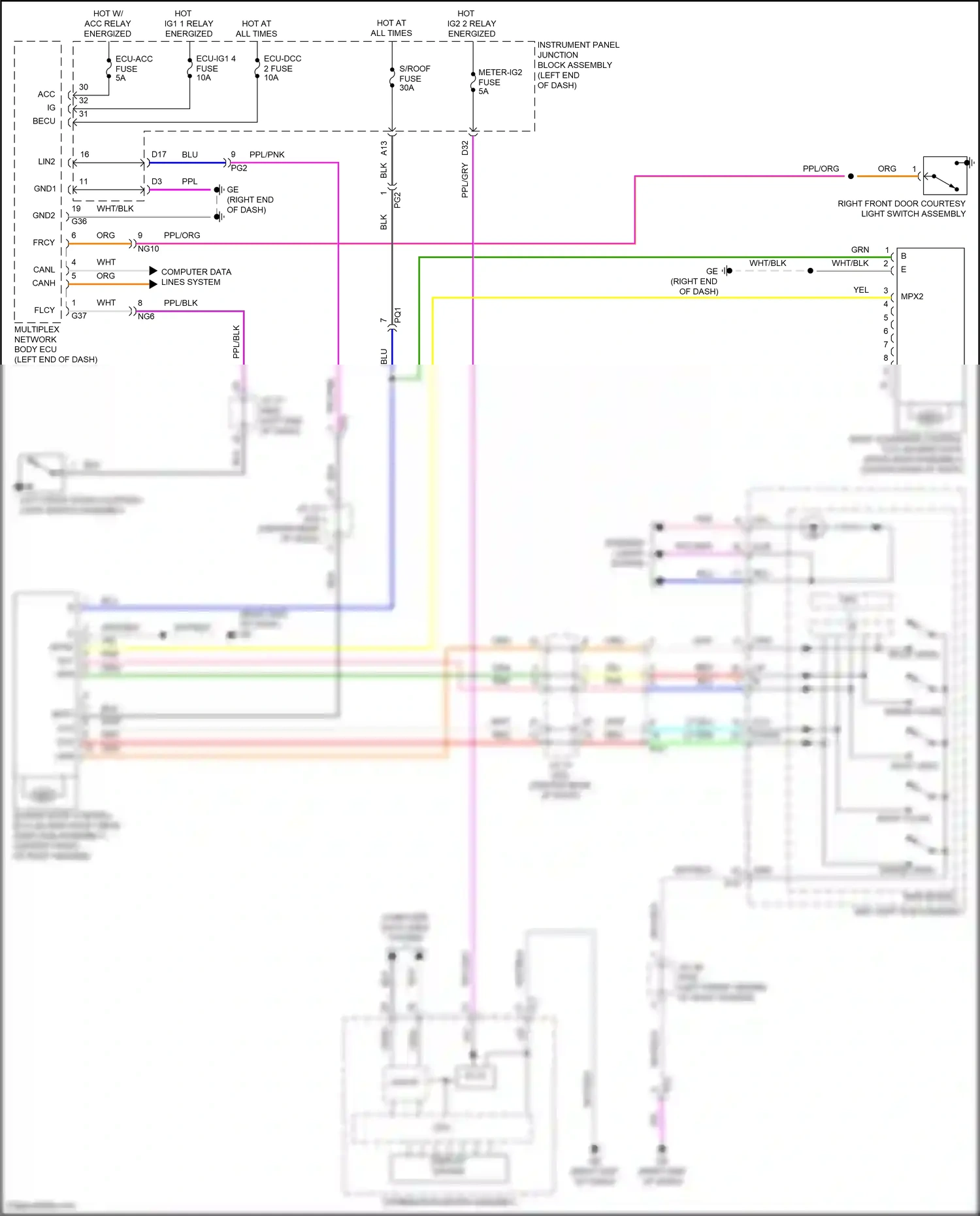 Wiring diagram combination meter assembly for Lexus ES XV70 facelift (2021-2024) (34 of 43)