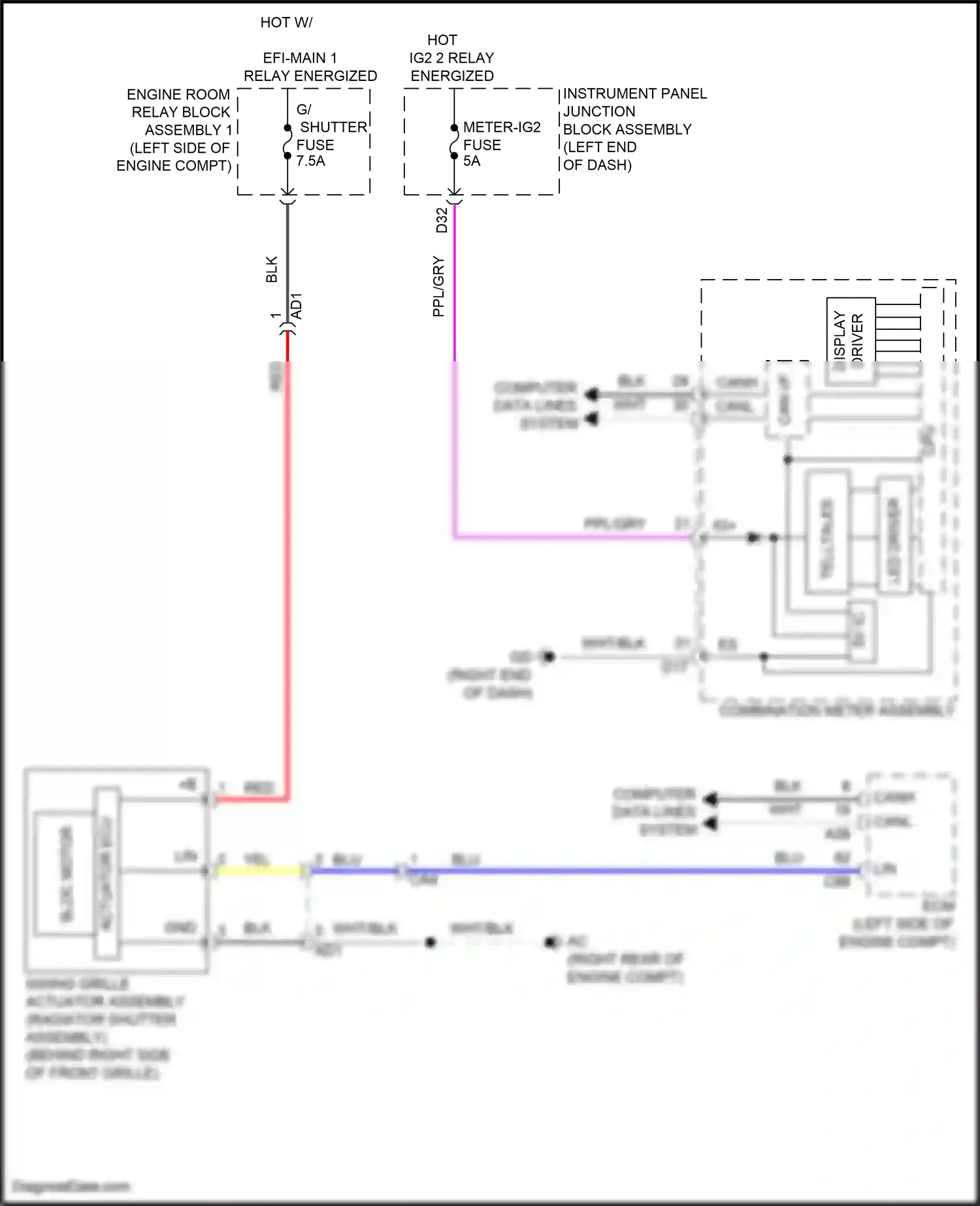 Wiring diagram combination meter assembly for Lexus ES XV70 facelift (2021-2024) (14 of 43)