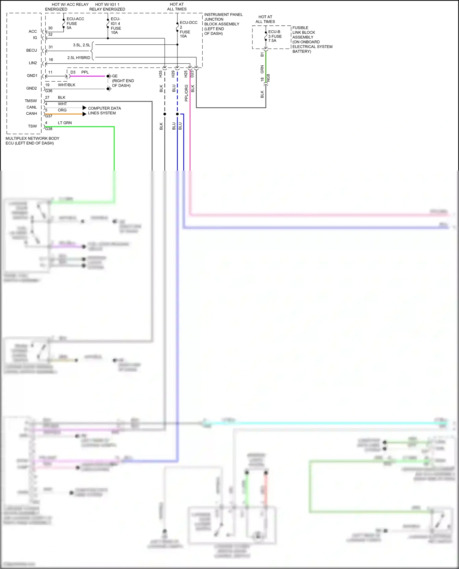 Wiring diagram computer data lines system for Lexus ES XV70 facelift (2021-2024) (30 of 101)