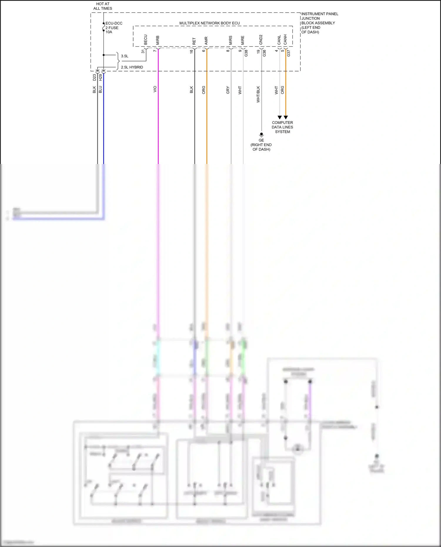 Wiring diagram computer data lines system for Lexus ES XV70 facelift (2021-2024) (28 of 101)