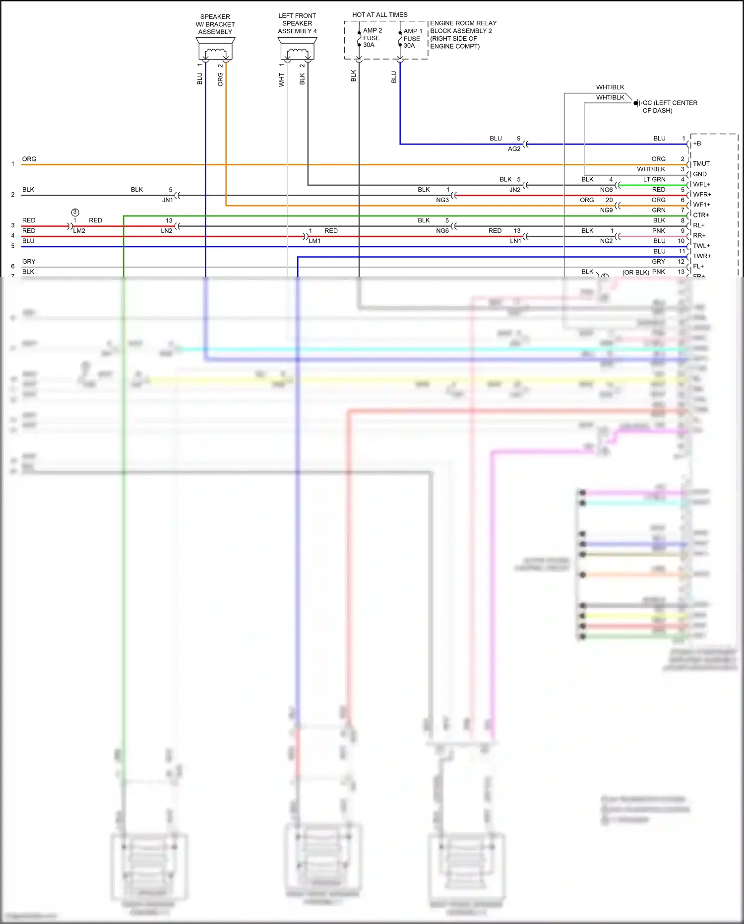 Wiring diagram front speaker assembly 3 for Lexus ES XV70 facelift (2021-2024) (3 of 3)