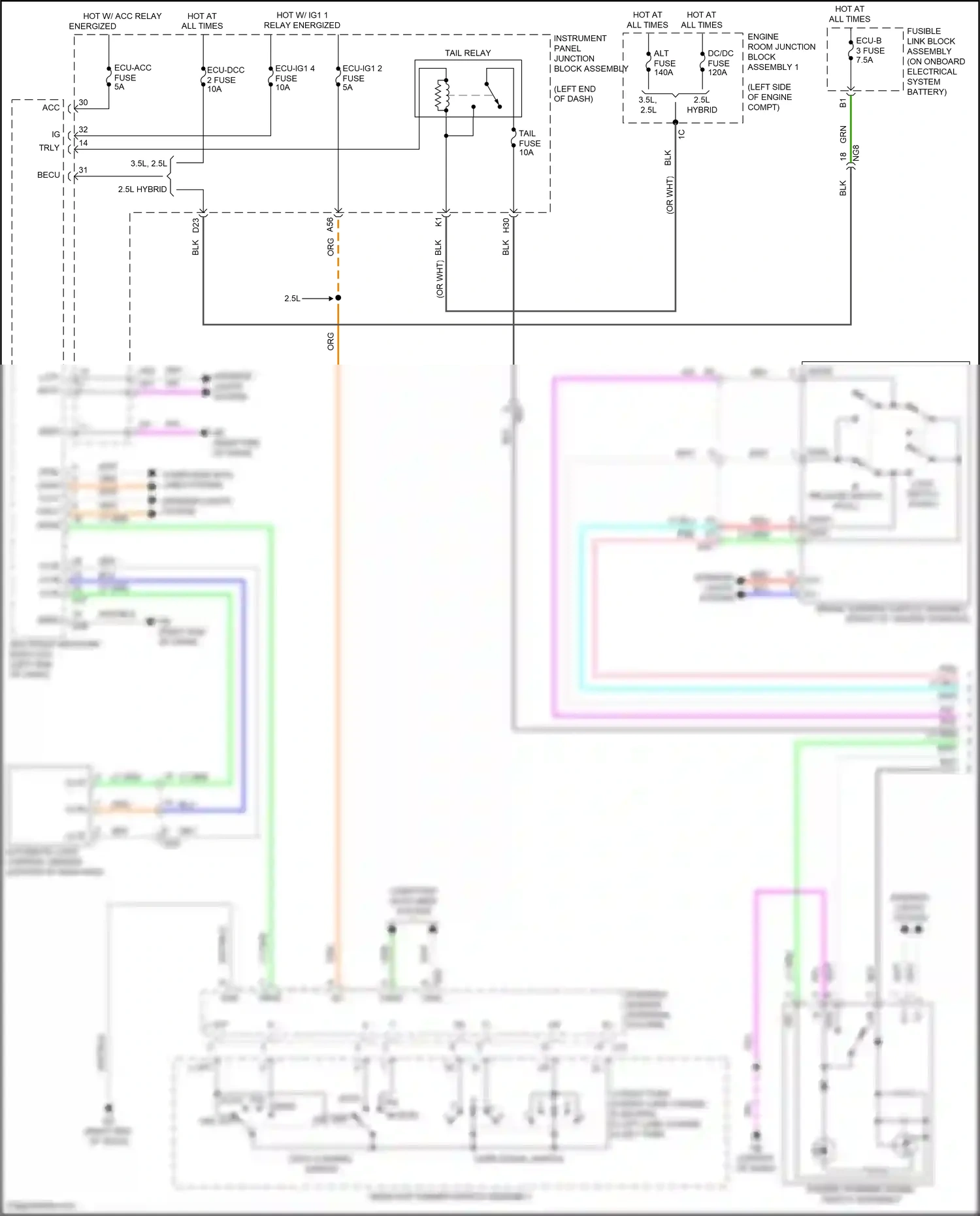 Wiring diagram headlight dimmer switch assembly for Lexus ES XV70 facelift (2021-2024) (2 of 7)