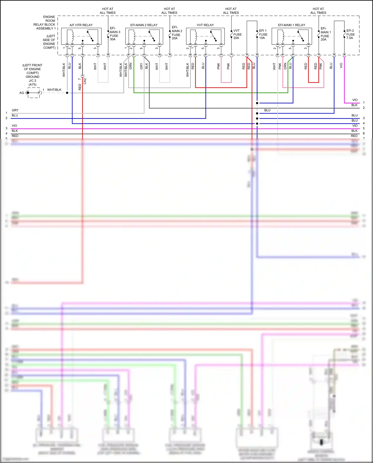 Wiring diagram knock control sensor for Lexus ES XV70 facelift (2021-2024) (1 of 2)