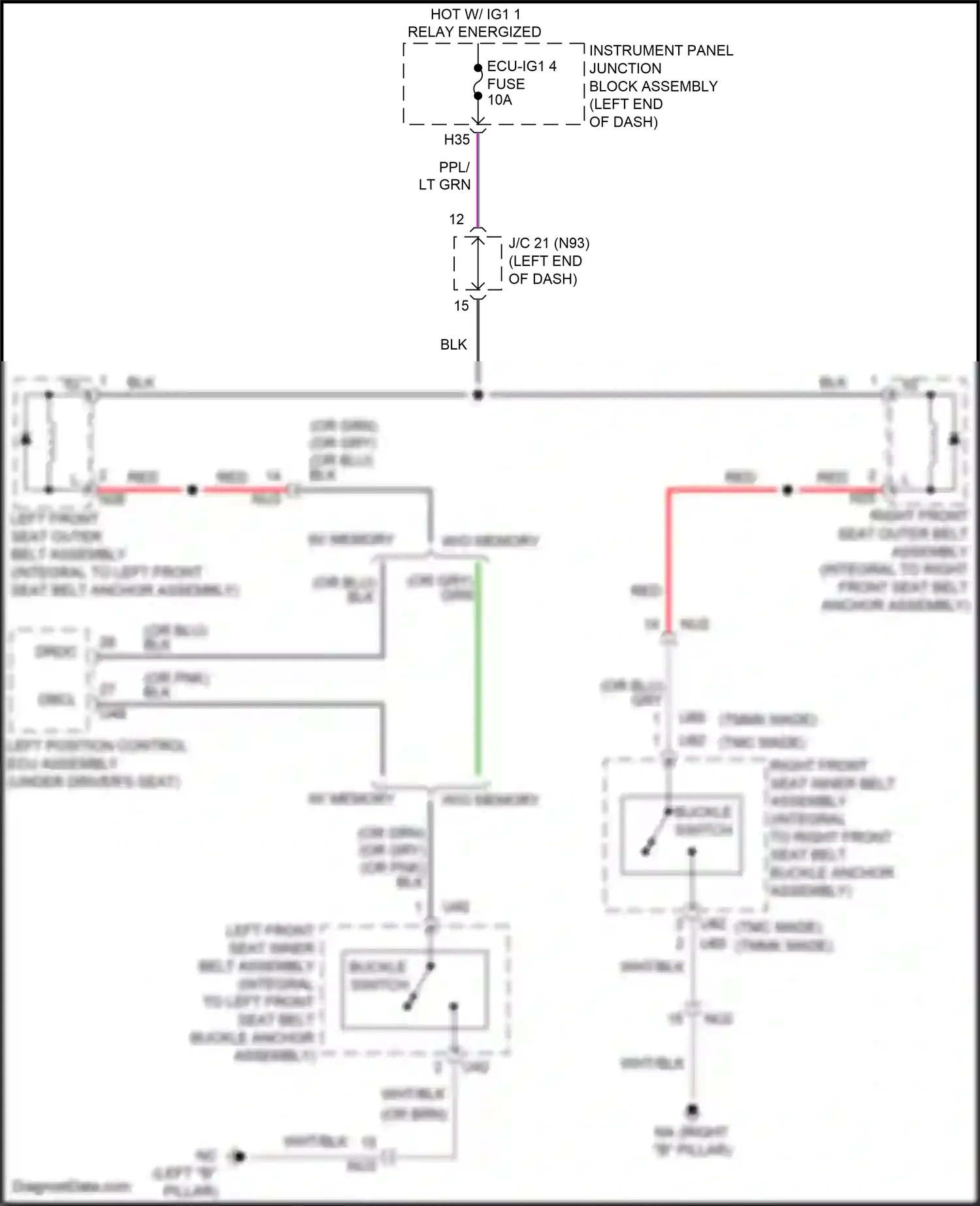 Wiring diagram left front seat outer belt assembly for Lexus ES XV70 facelift (2021-2024) (1 of 3)