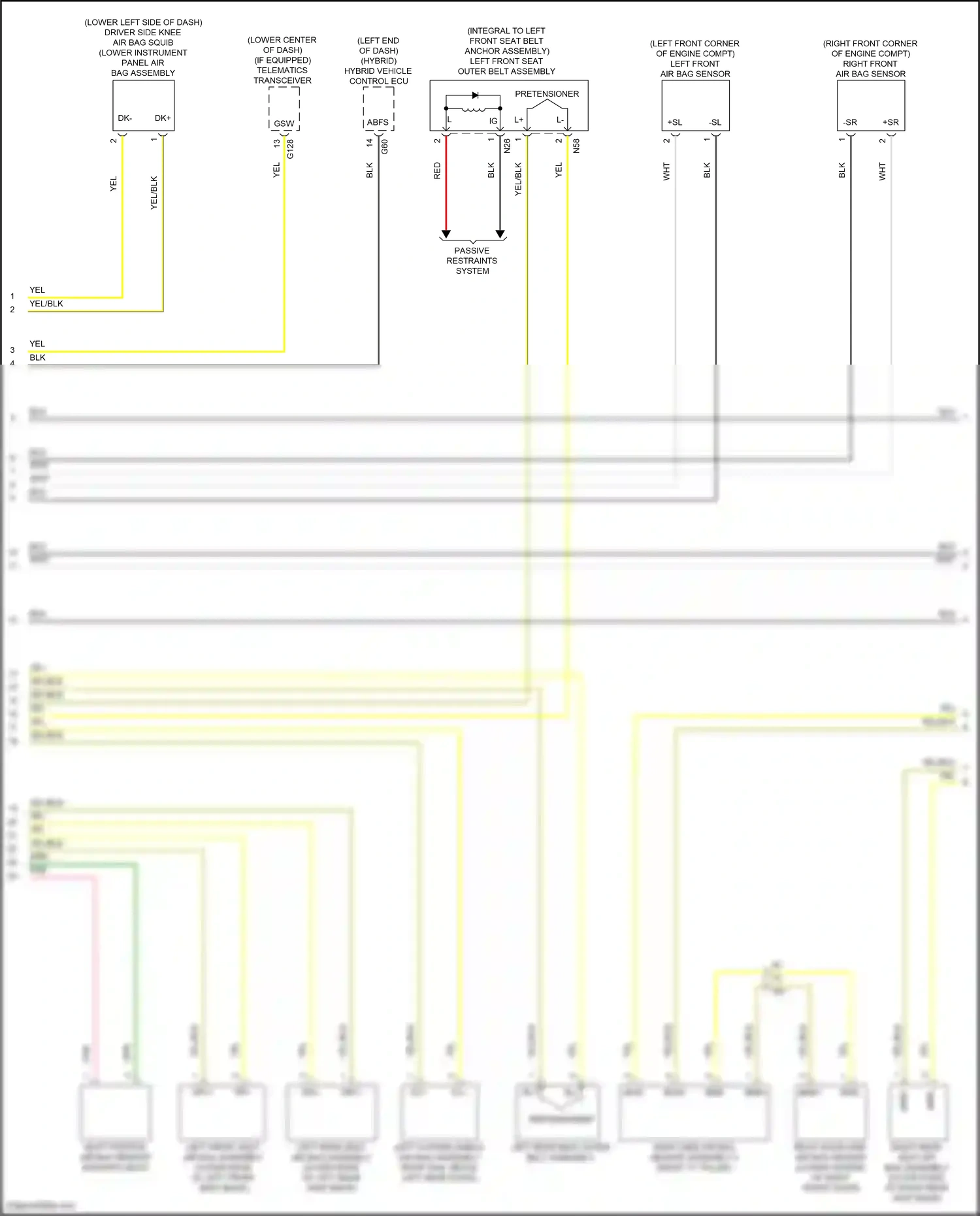 Wiring diagram left front seat outer belt assembly for Lexus ES XV70 facelift (2021-2024) (3 of 3)