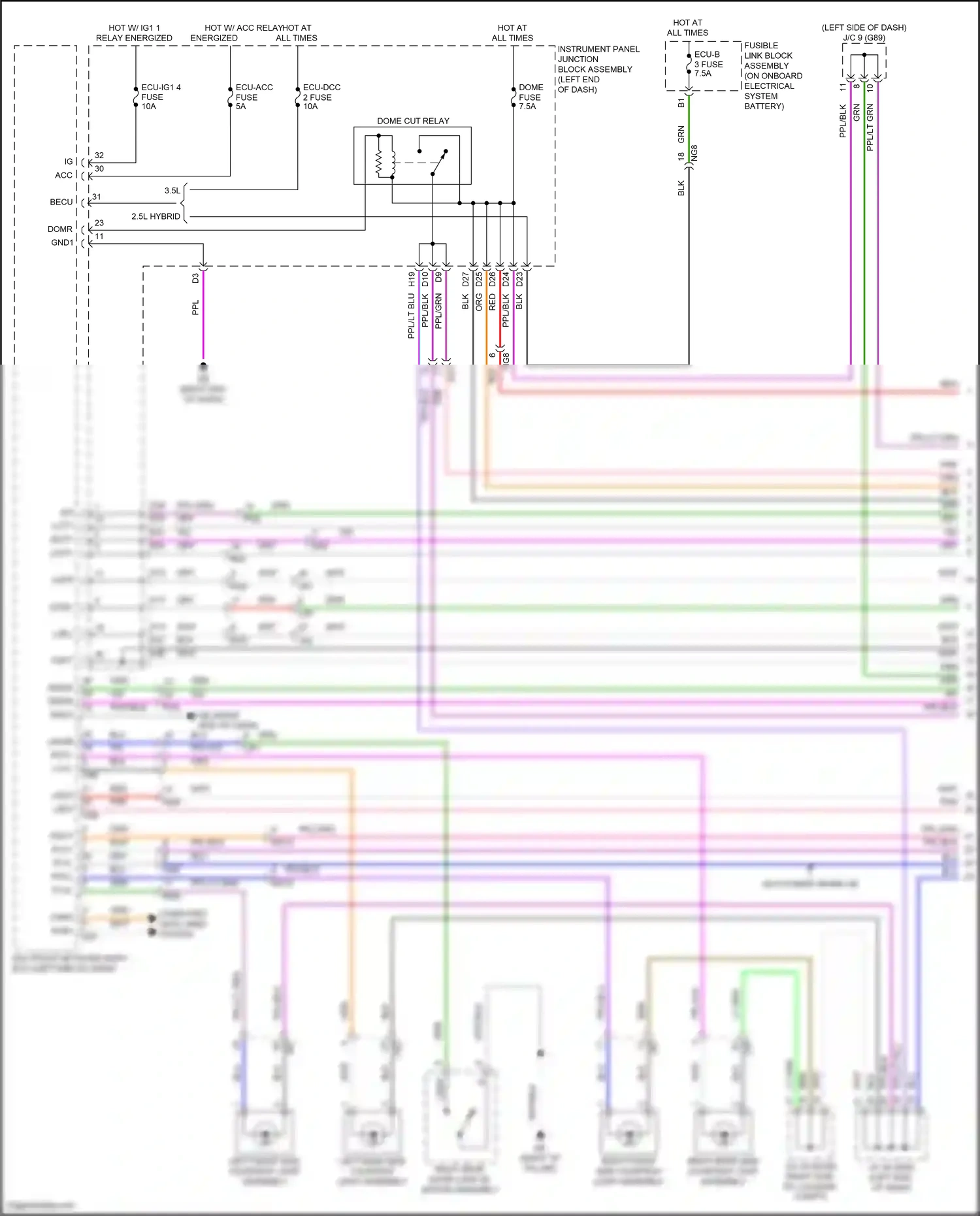 Wiring diagram left front side courtesy light assembly for Lexus ES XV70 facelift (2021-2024) (1 of 1)