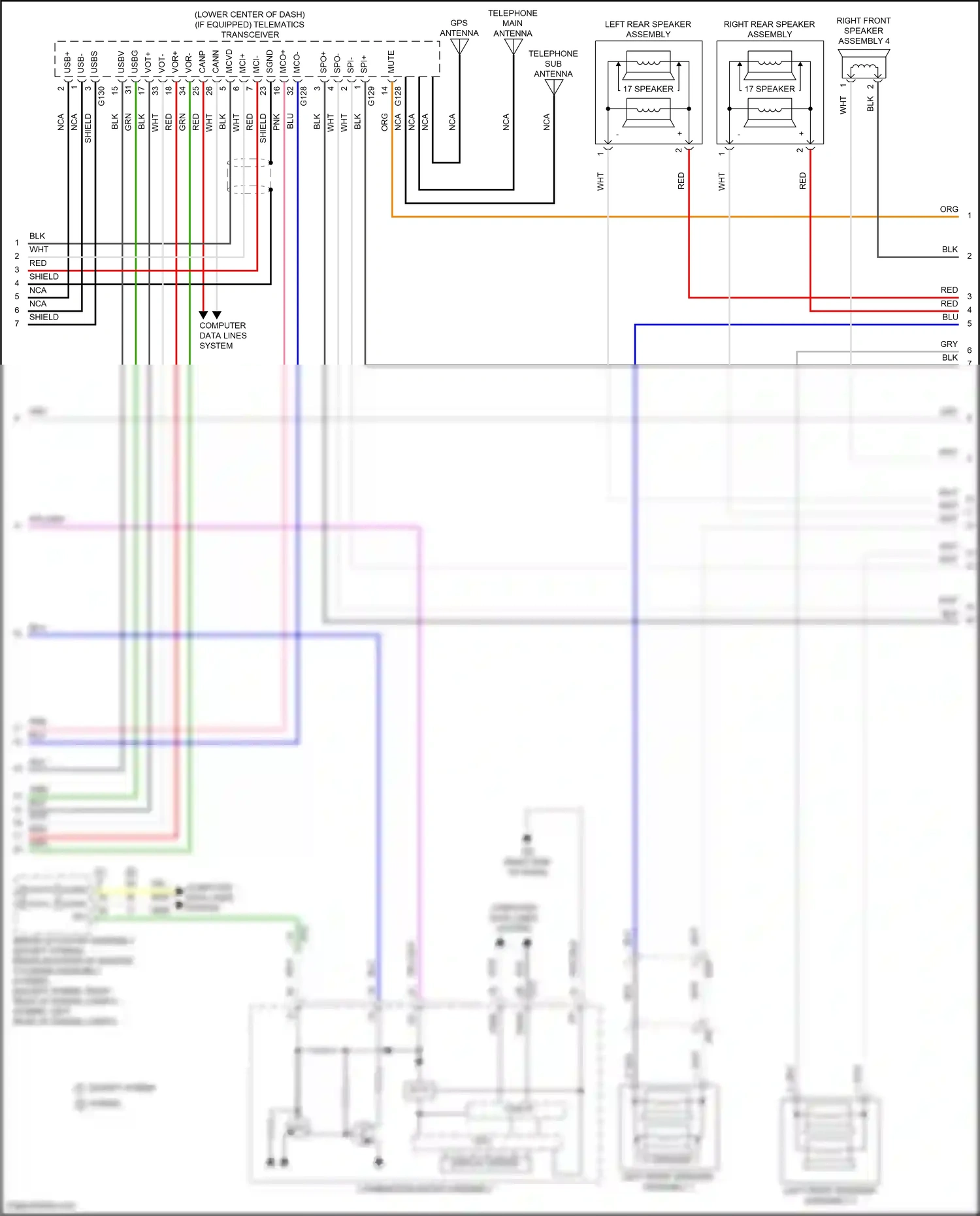 Wiring diagram left front speaker assembly 2 for Lexus ES XV70 facelift (2021-2024) (3 of 3)