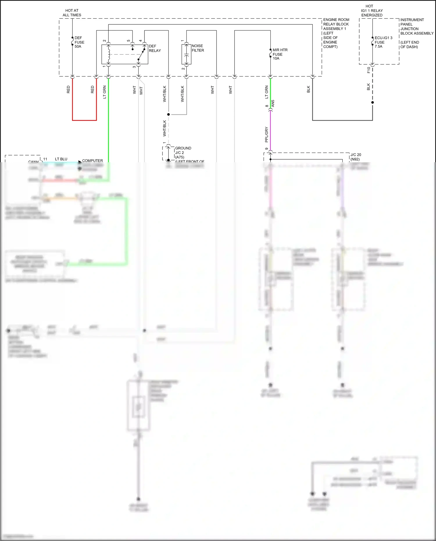 Wiring diagram left outer rear view mirror assembly for Lexus ES XV70 facelift (2021-2024) (10 of 10)