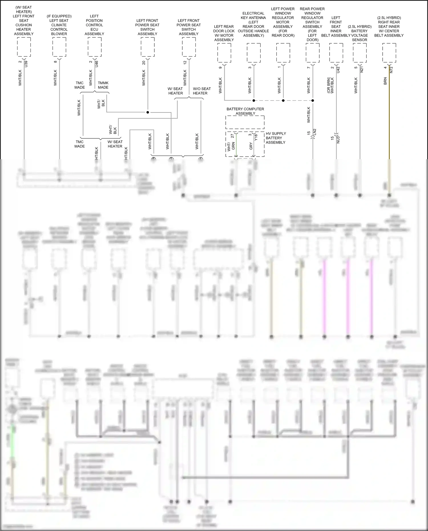 Wiring diagram left position control ecu assembly for Lexus ES XV70 facelift (2021-2024) (4 of 7)